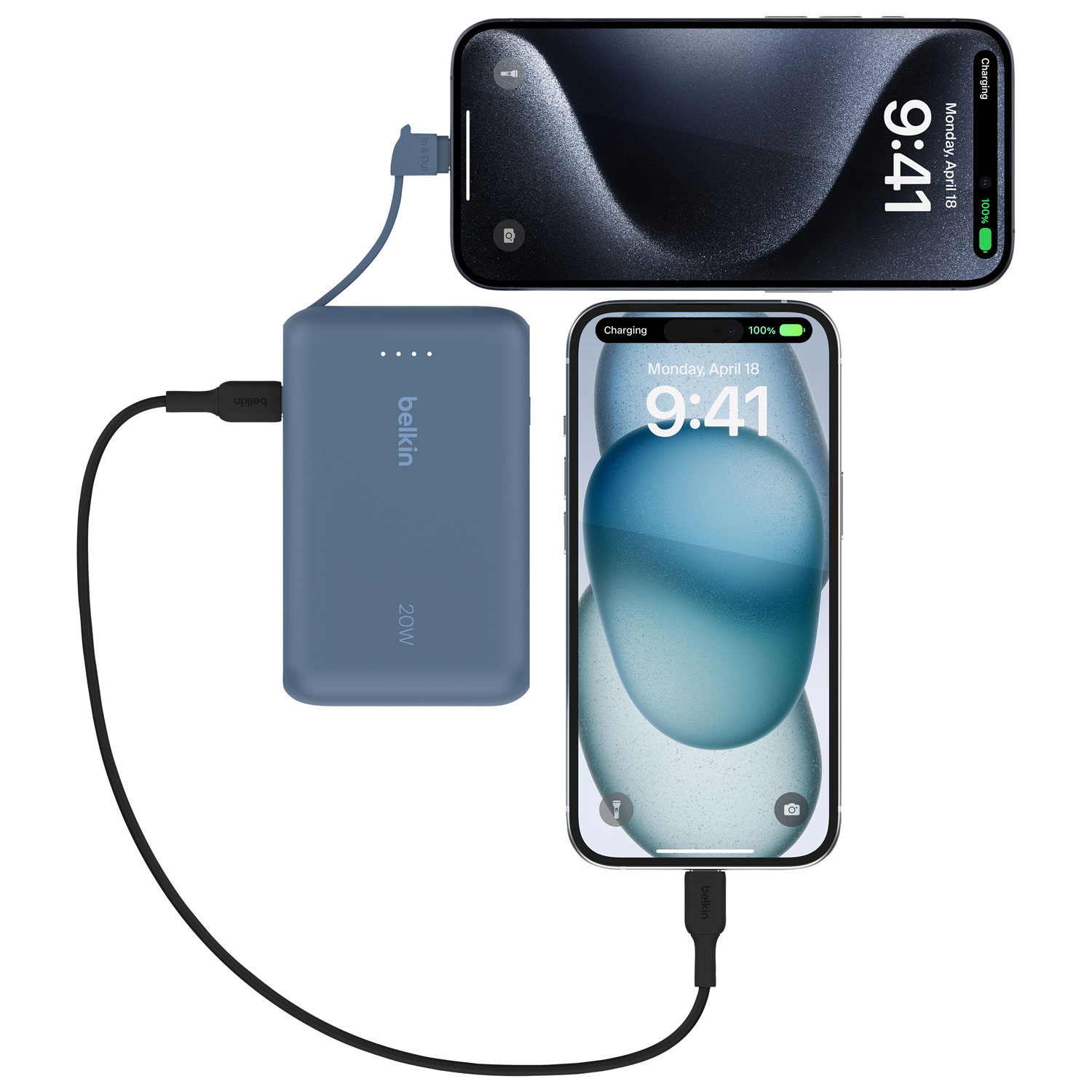 Chargeur portable USB-C de 10 000 mAh BoostCharge de Belkin - Bleu