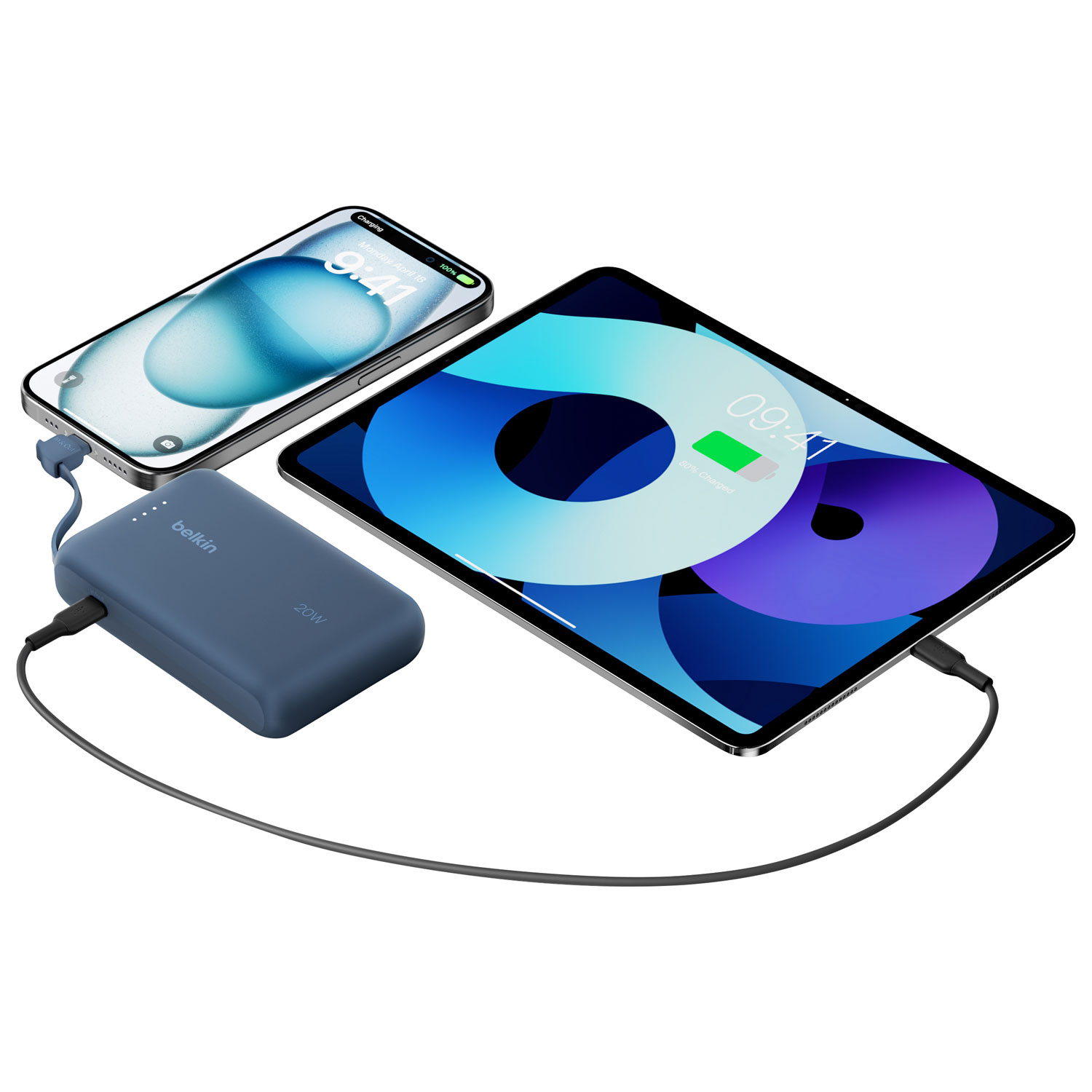 Chargeur portable USB-C de 10 000 mAh BoostCharge de Belkin - Bleu