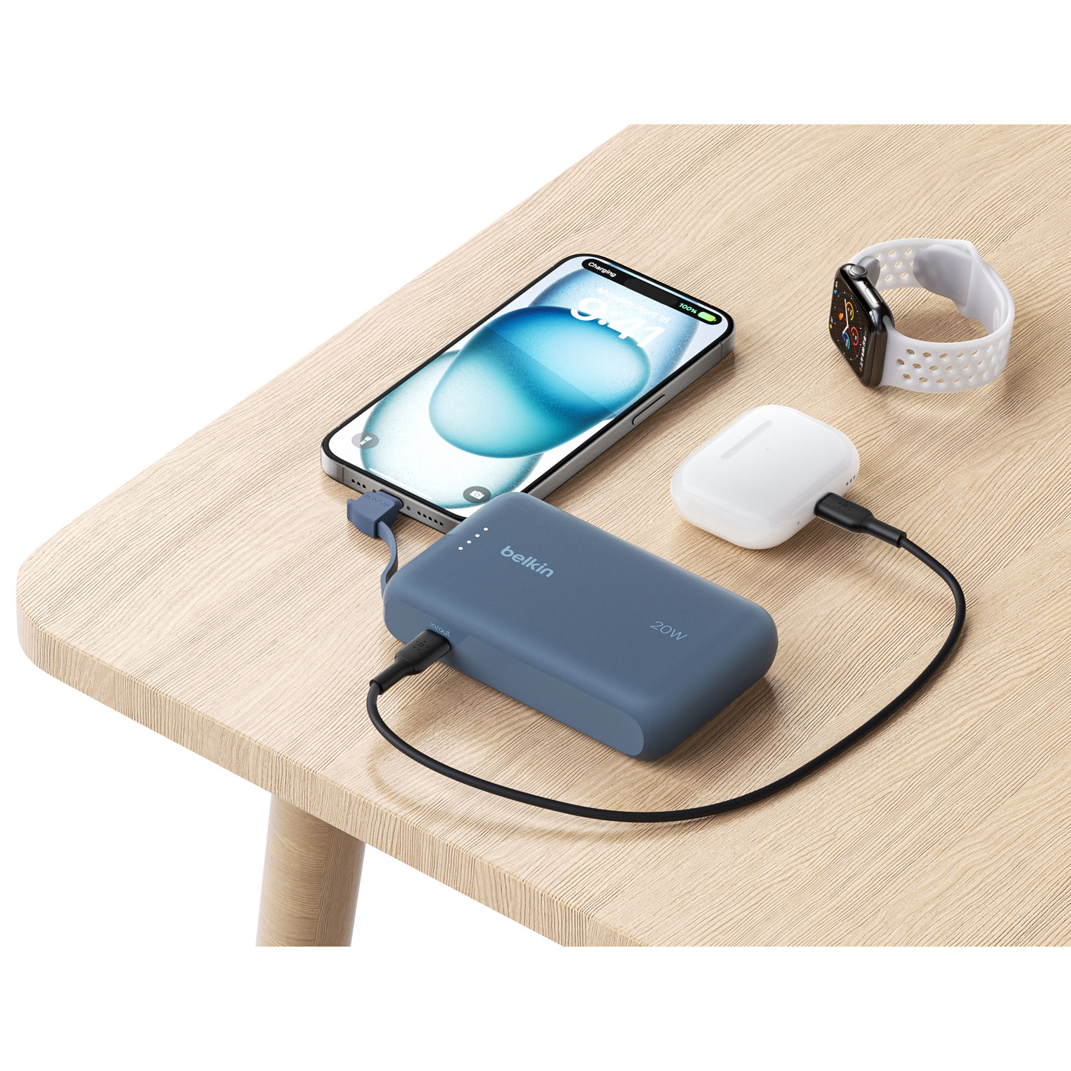 Chargeur portable USB-C de 10 000 mAh BoostCharge de Belkin - Bleu