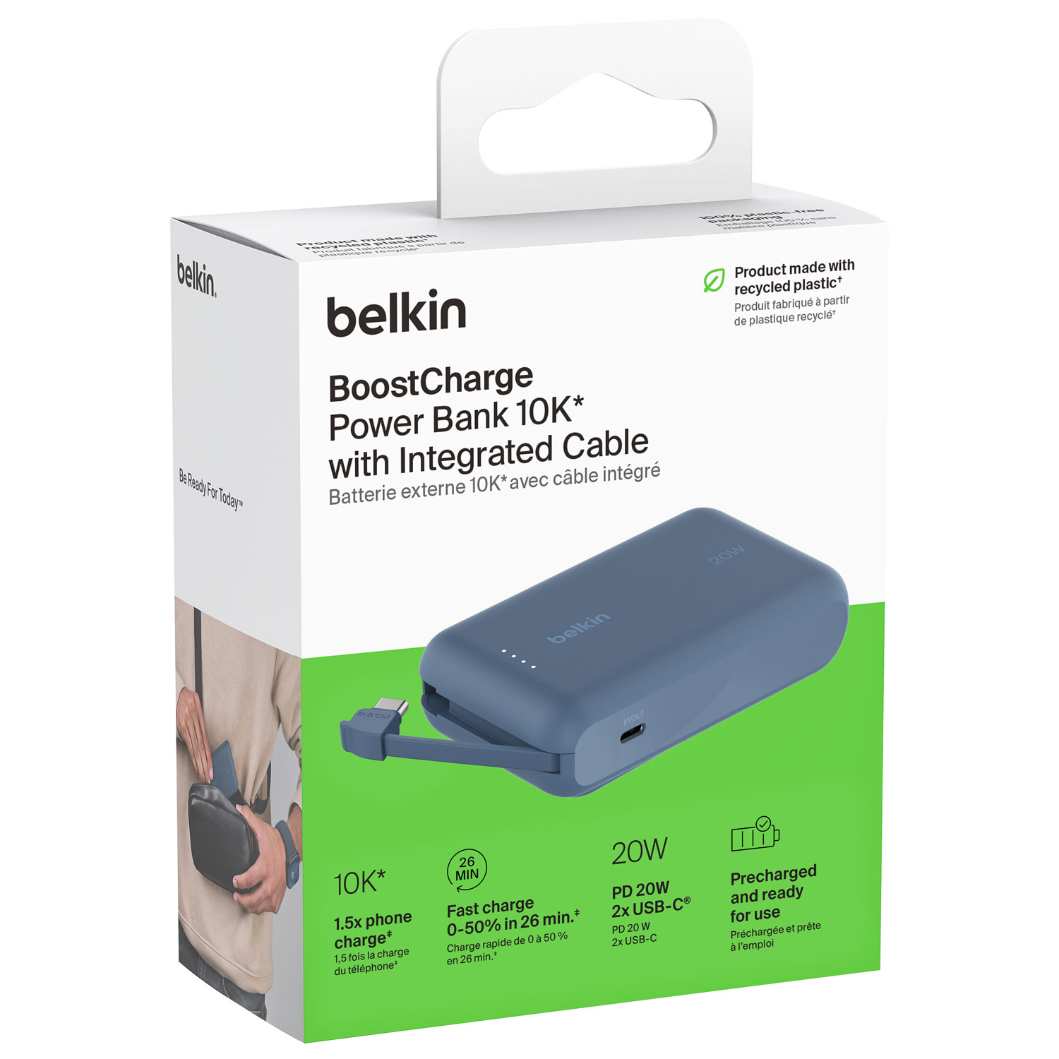 Chargeur portable USB-C de 10 000 mAh BoostCharge de Belkin - Bleu