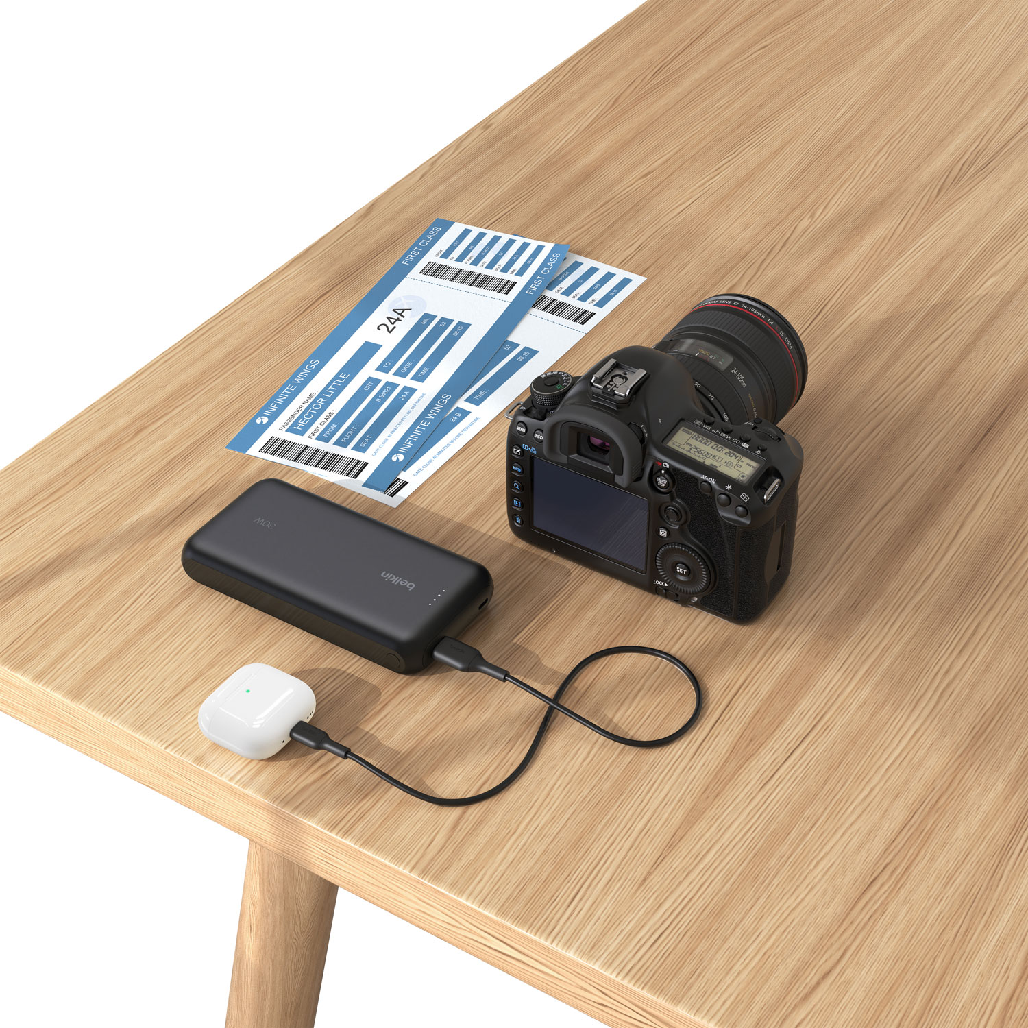 Chargeur portable USB-A/USB-C de 20 000 mAh BoostCharge de Belkin - Noir