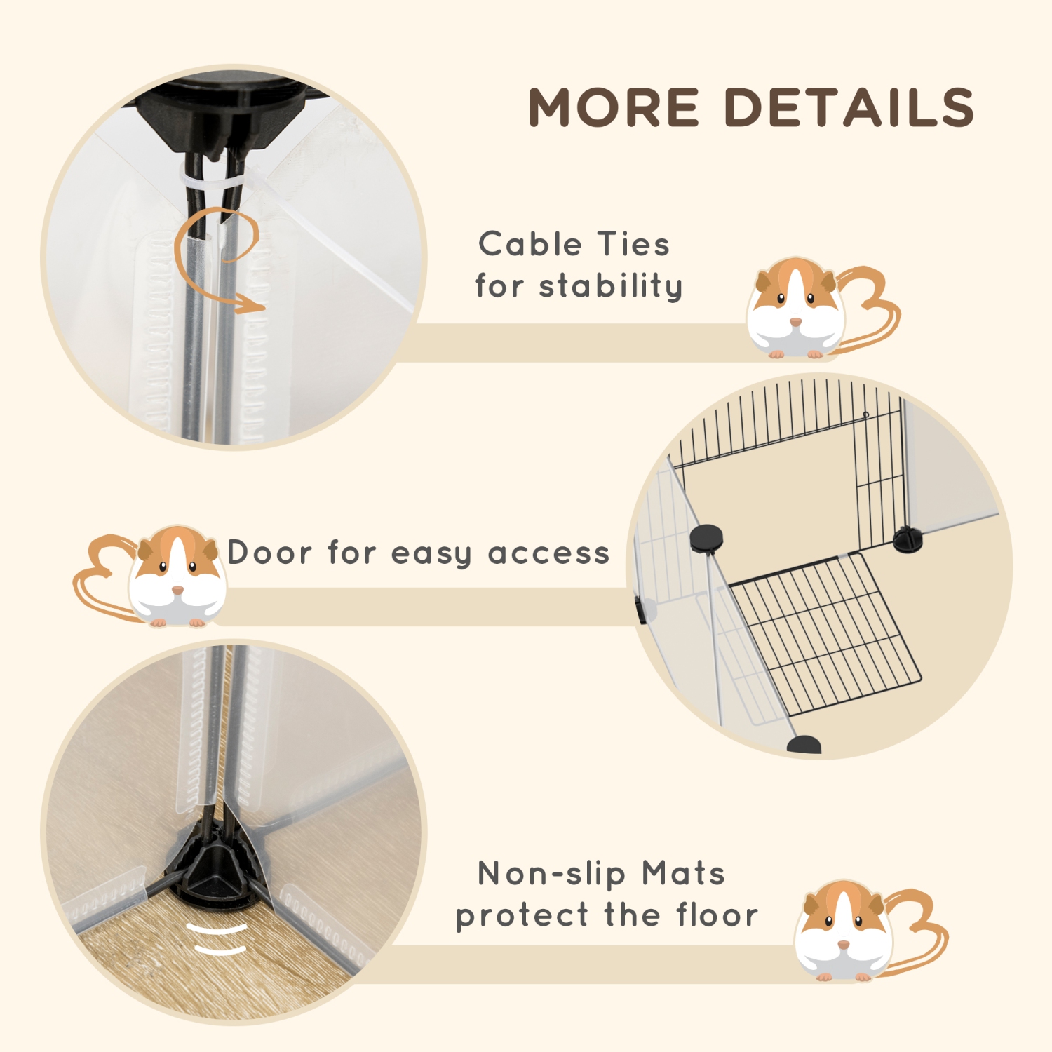 PawHut Pet Playpen, Customizable Small Animal Cage Playpen, Guinea Pig Cage Rabbit Pen Indoor with Door, Top Cover, for Hedgehog, 20 Panels