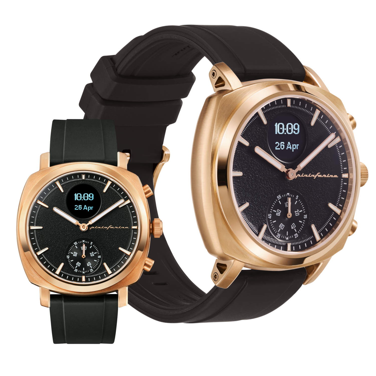 pininfarina Senso Sport 44mm Smartwatch - Analogue Watch with Digital Display, Tracks Heart Rate, Steps, Calories, Sleep, Fitness - Sunburst Rose Gold