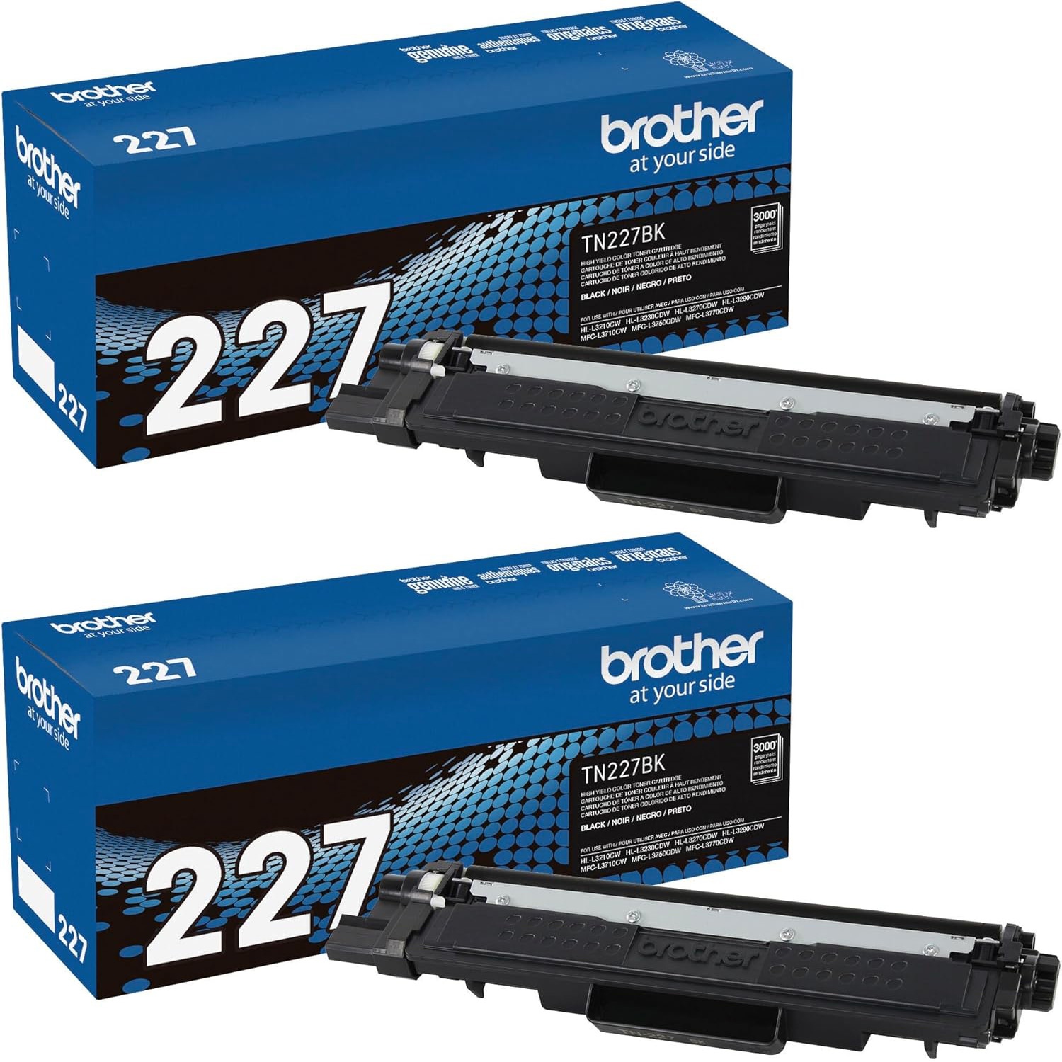 Paquet de deux cartouches d'encre en poudre noire à haut rendement TN227 de Brother - Paquet de 2