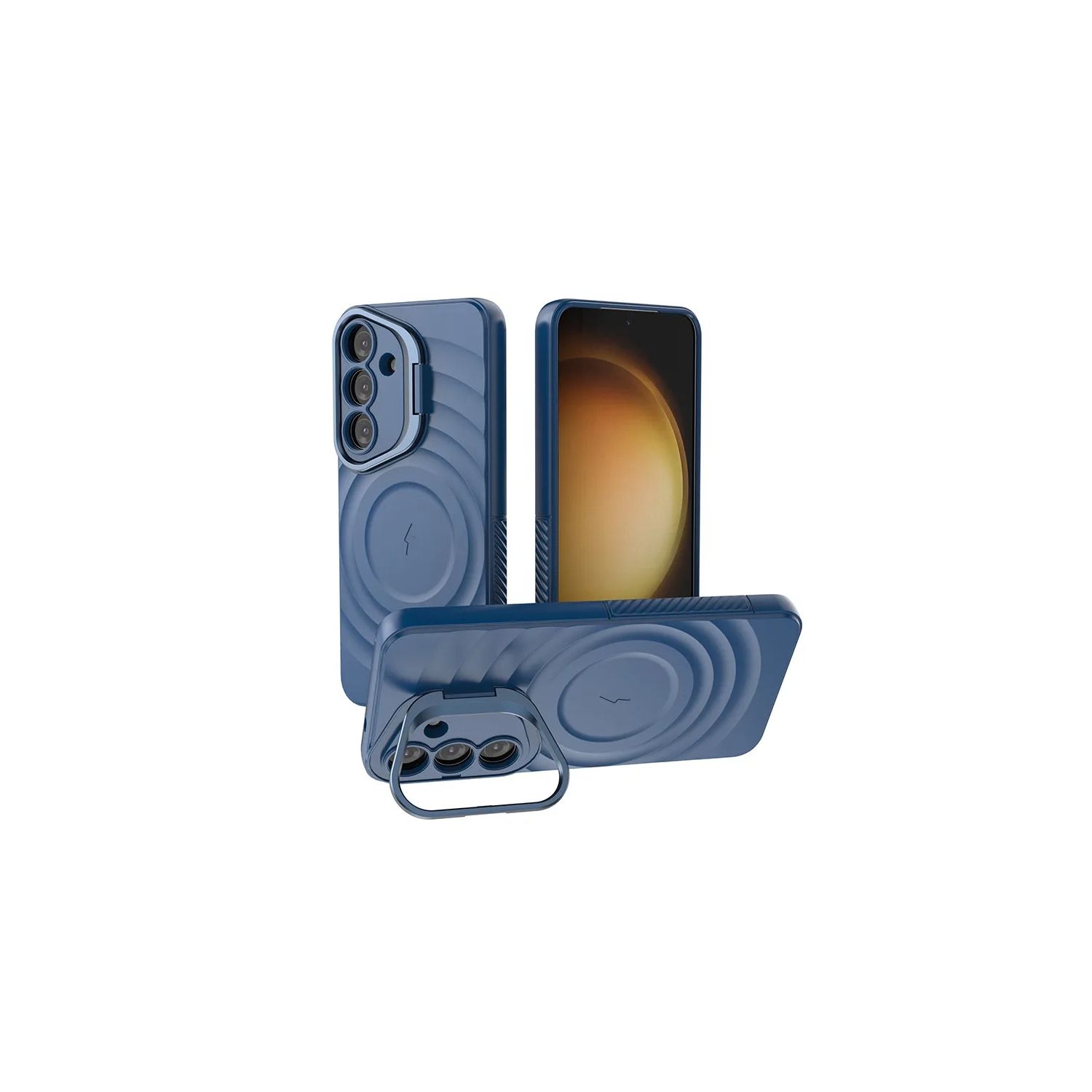 Pour Samsung Galaxy S25 Plus Étui 5G Chargeur magnétique sans fil MagSafe Couvercle de support coulissant pour objectif - Bleu