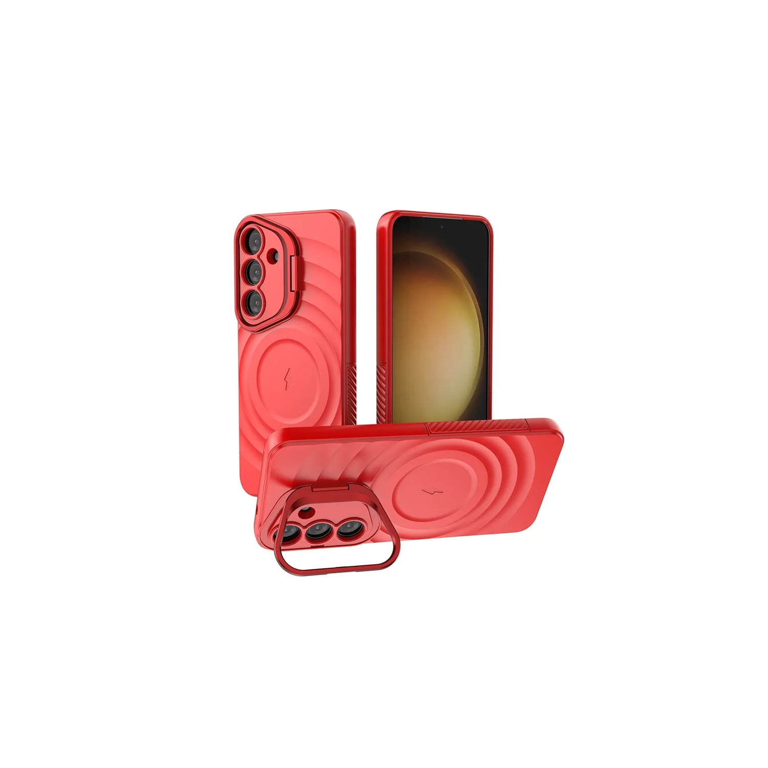 Pour Samsung Galaxy S25 Plus Étui 5G magnétique sans fil MagSafe Couvercle coulissant support objectif - Rouge