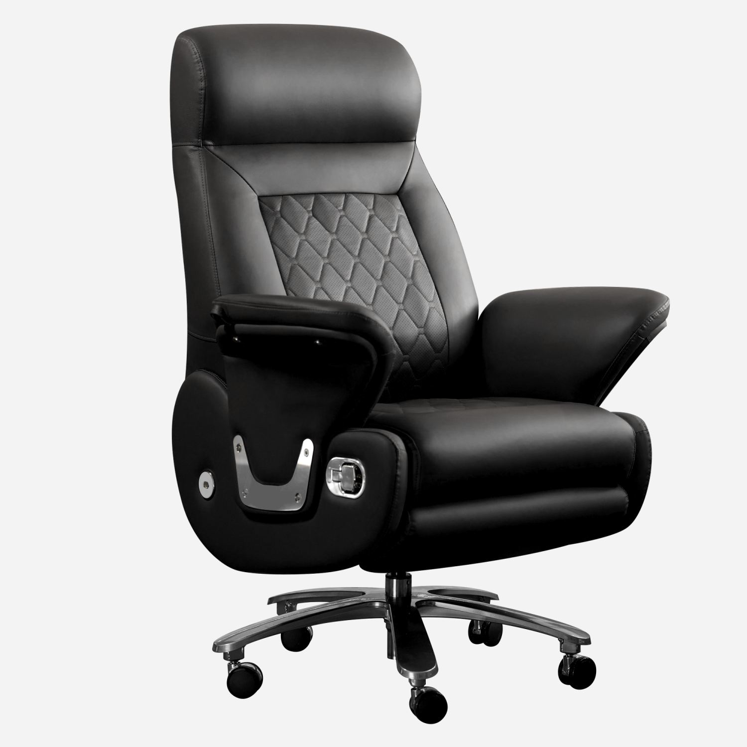 Kinnls Luca Power Office Recliner Chair with Heated Ventilation,Executive Full Reclining Desk Chairs with Massage Modern Comfortable Genuine Leather