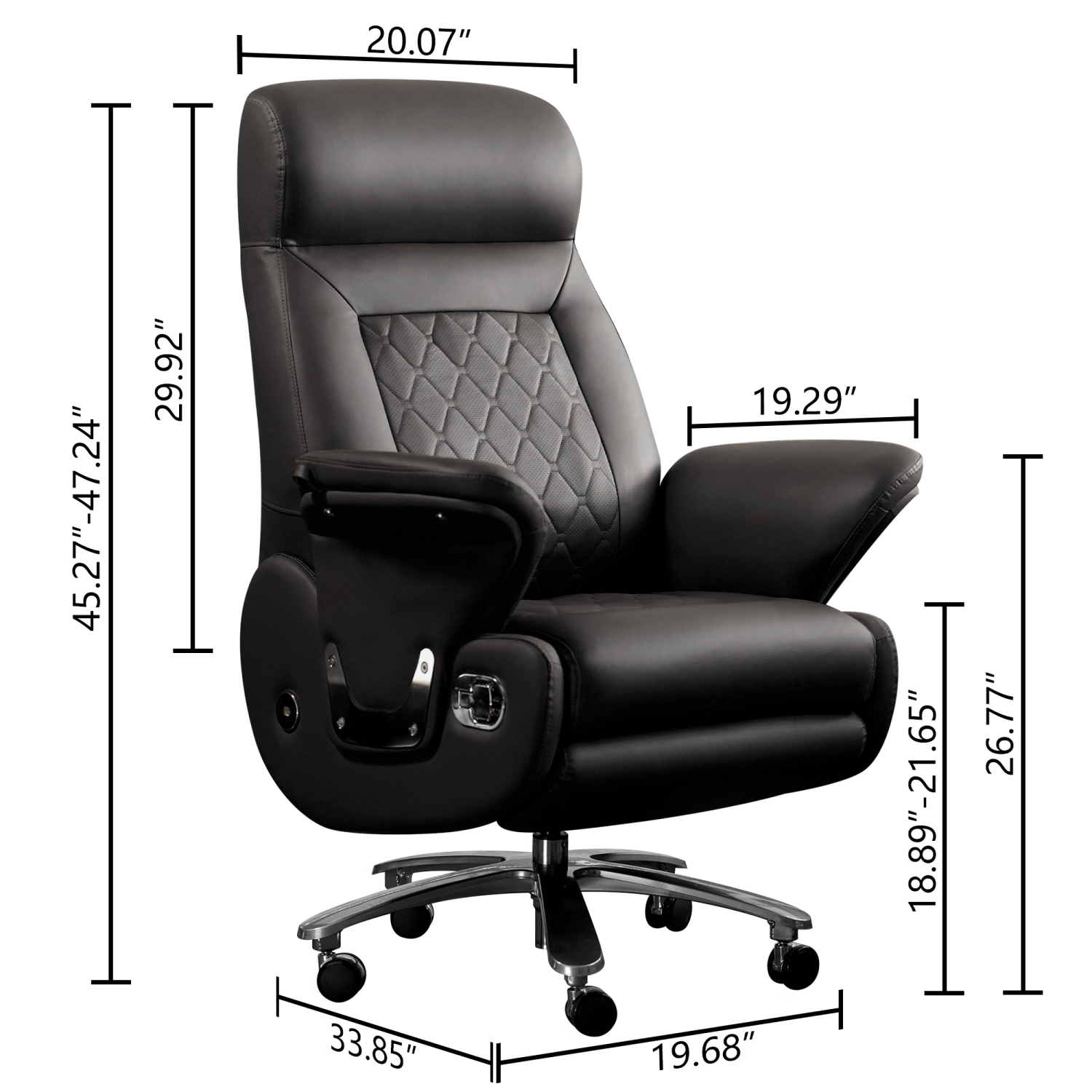 Kinnls Luca Power Office Recliner Chair with Heated Ventilation,Executive Full Reclining Desk Chairs with Massage Modern Comfortable Genuine Leather