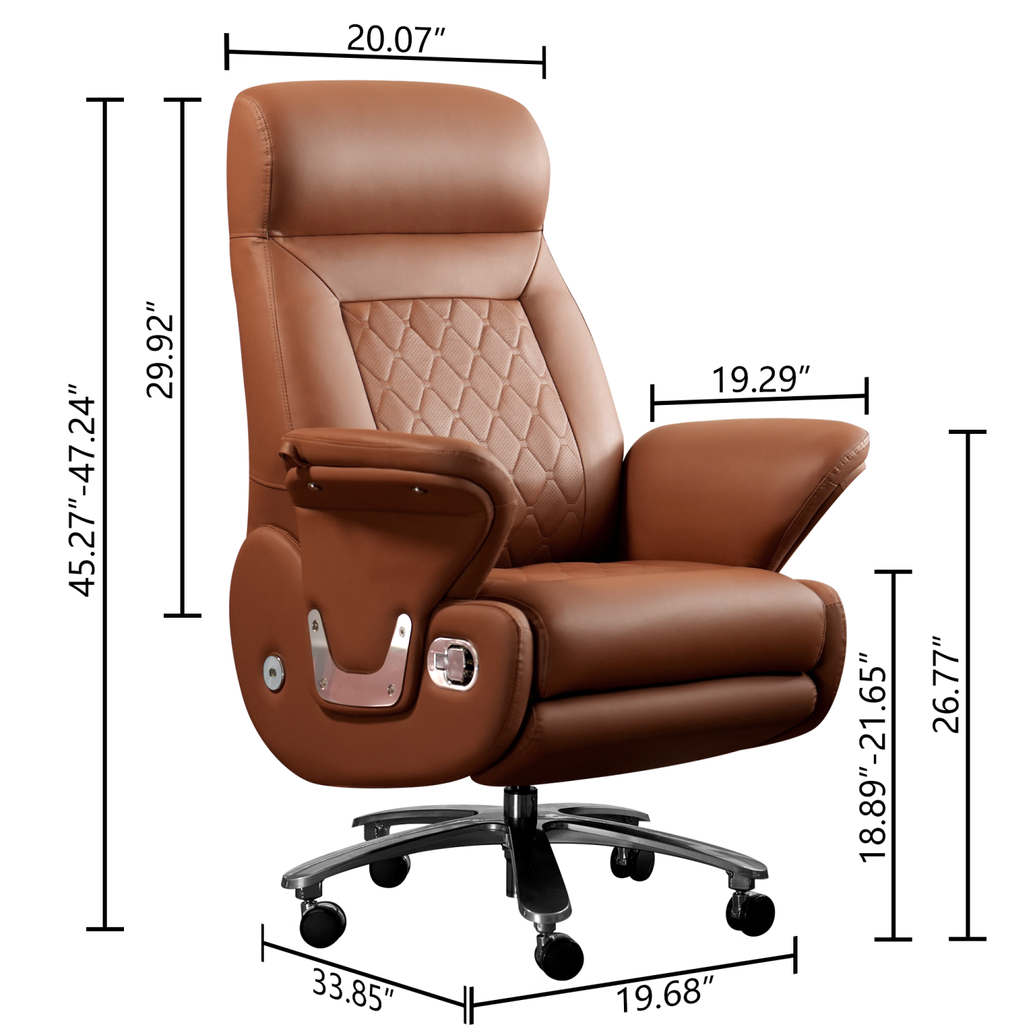 Kinnls Luca Power Office Recliner Chair with Heated Ventilation,Executive Full Reclining Desk Chairs with Massage Modern Comfortable Genuine Leather