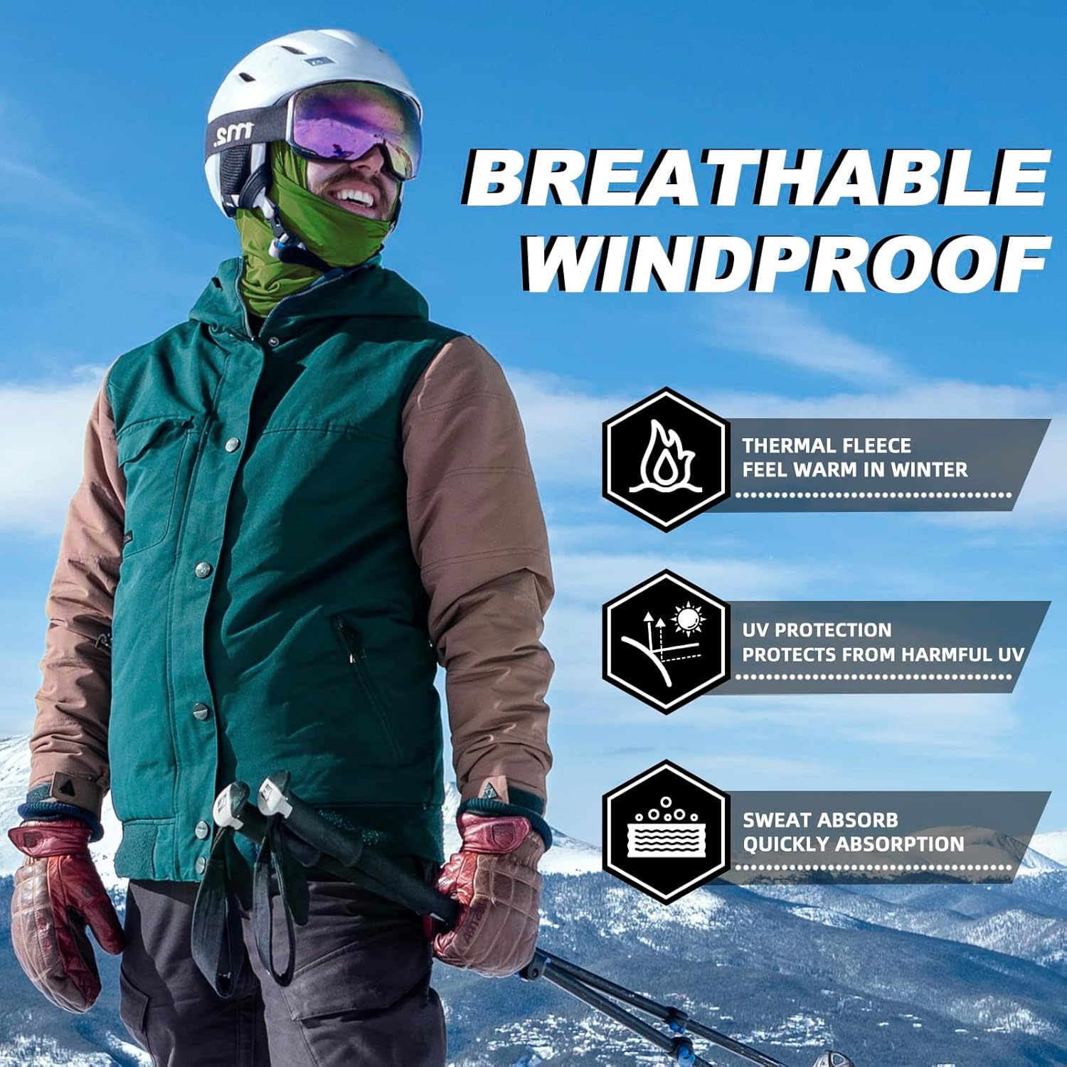 PetginHome – Masque de ski de Balaclava résistant au vent Masque de balaclava Capuchon isotherme d'hiver pour casque de vélo de ski