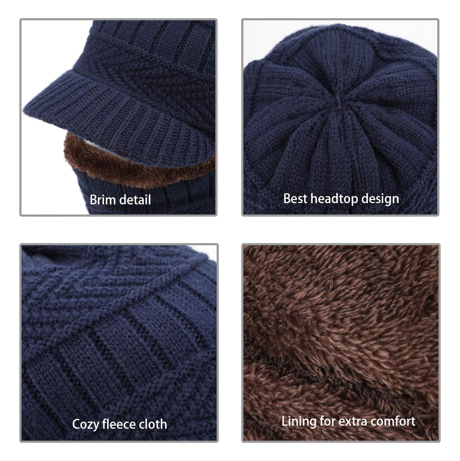 PetginHome- Thermal Cycling Ski Beanie Hat with Neck Warmer, Winter Balaclava for Men &Women