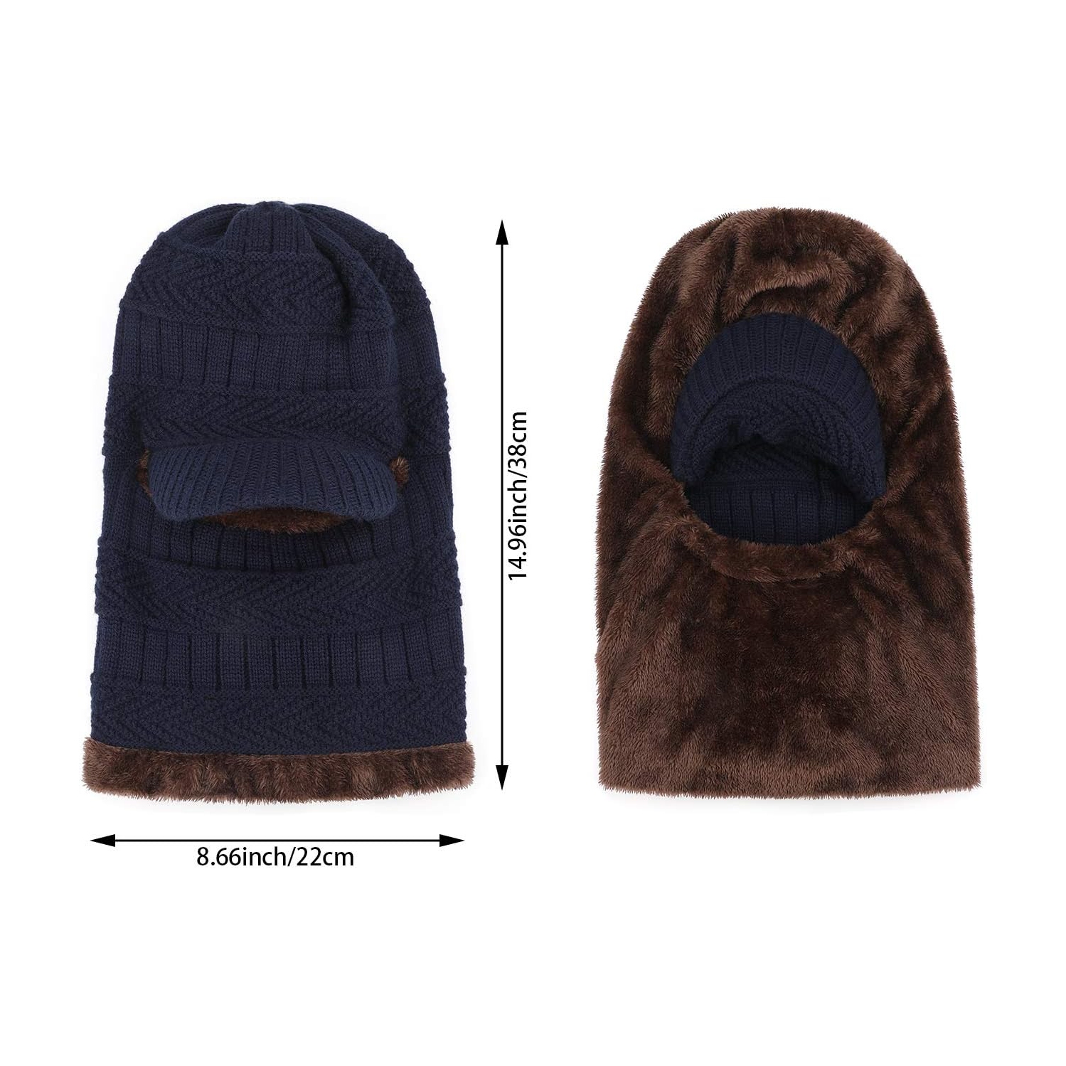 PetginHome- Thermal Cycling Ski Beanie Hat with Neck Warmer, Winter Balaclava for Men &Women