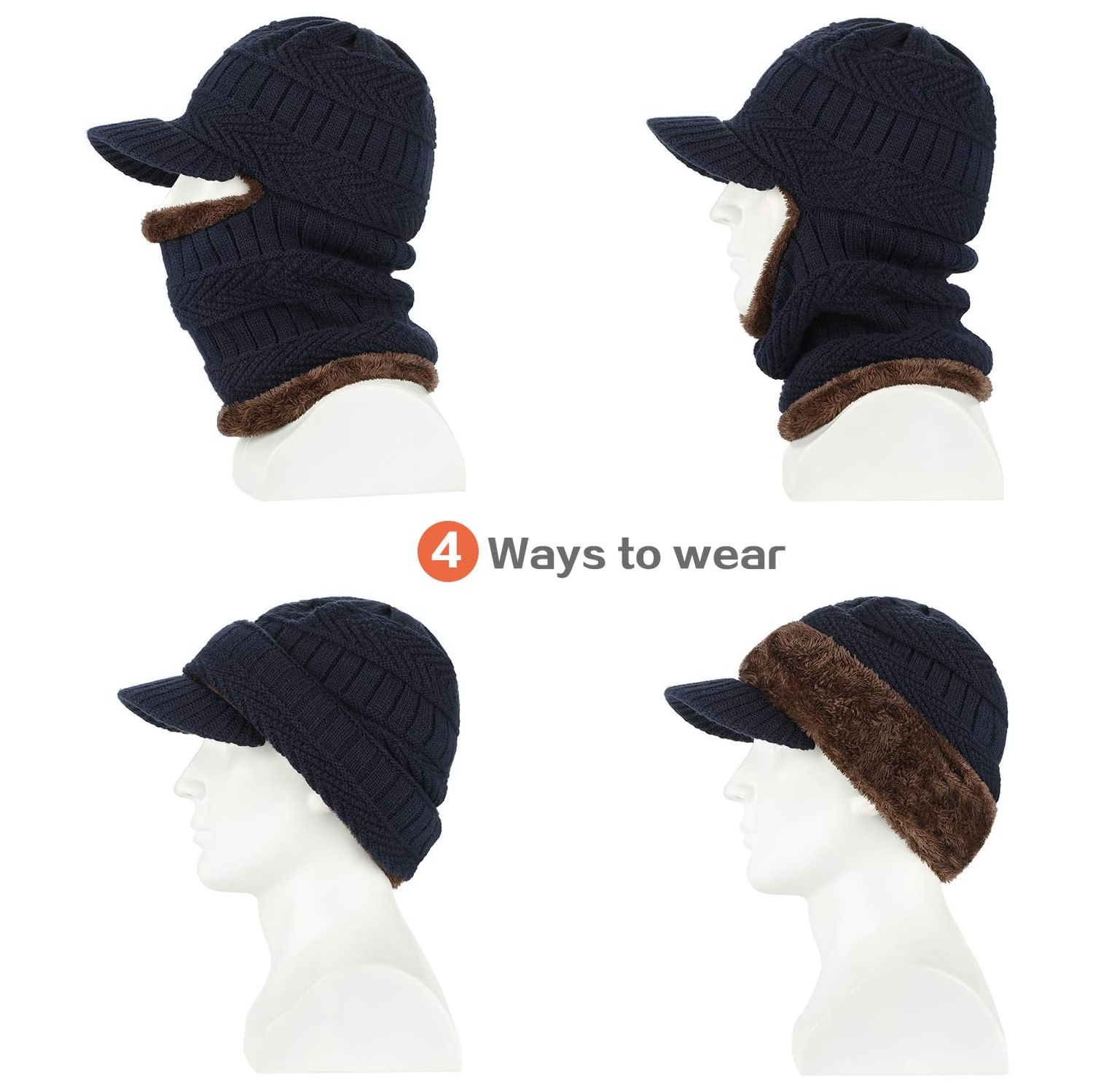 PetginHome- Thermal Cycling Ski Beanie Hat with Neck Warmer, Winter Balaclava for Men &Women
