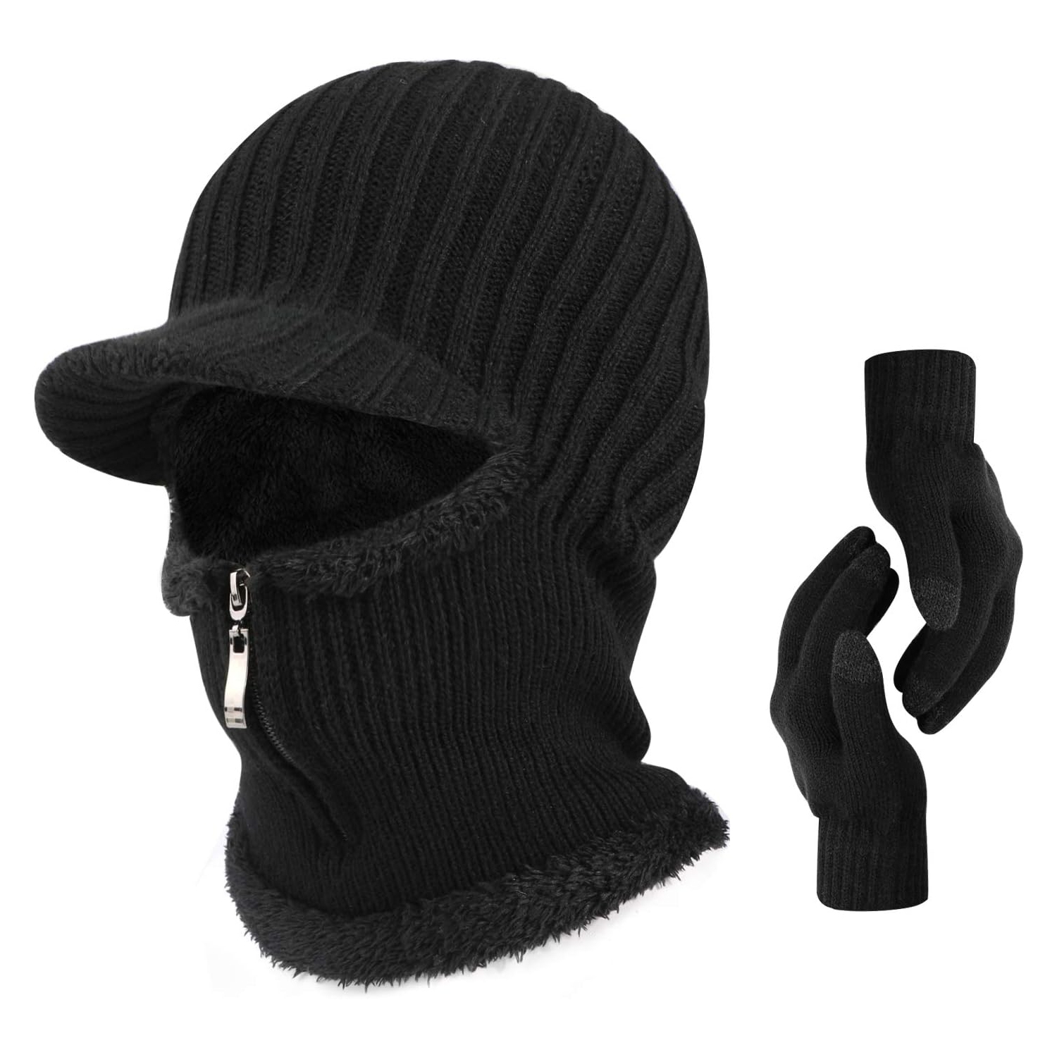 PetginHome- Thermal Cycling Ski Beanie Hat with Neck Warmer, Winter Balaclava for Men &Women