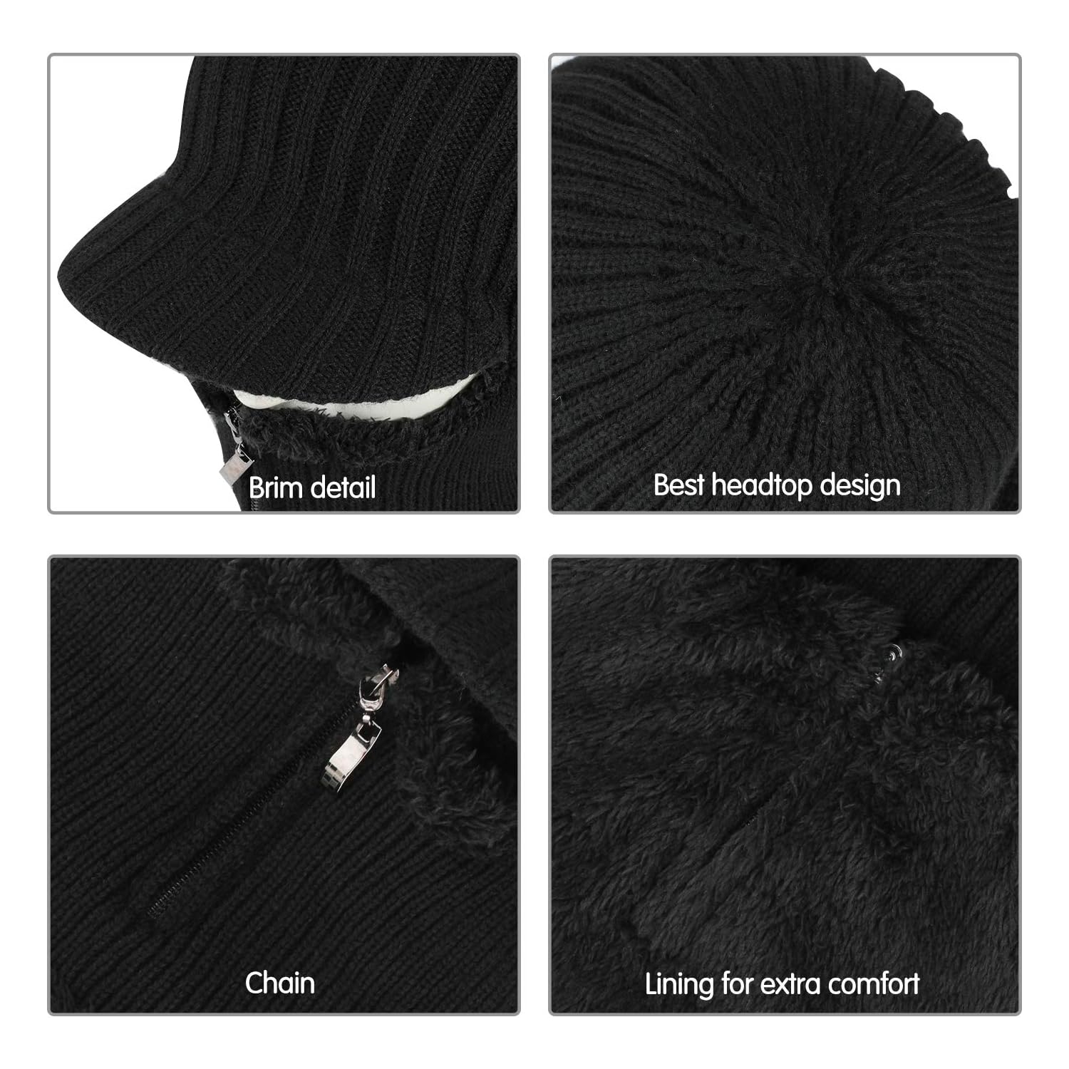 PetginHome- Thermal Cycling Ski Beanie Hat with Neck Warmer, Winter Balaclava for Men &Women