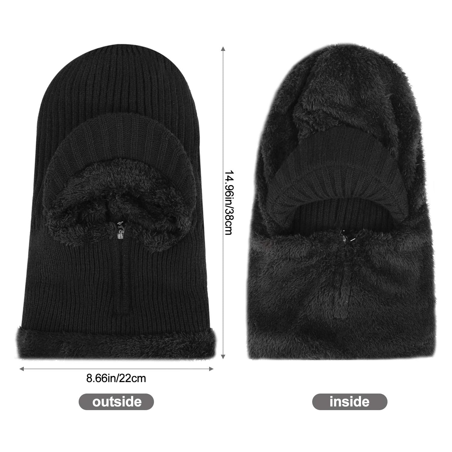 PetginHome- Thermal Cycling Ski Beanie Hat with Neck Warmer, Winter Balaclava for Men &Women