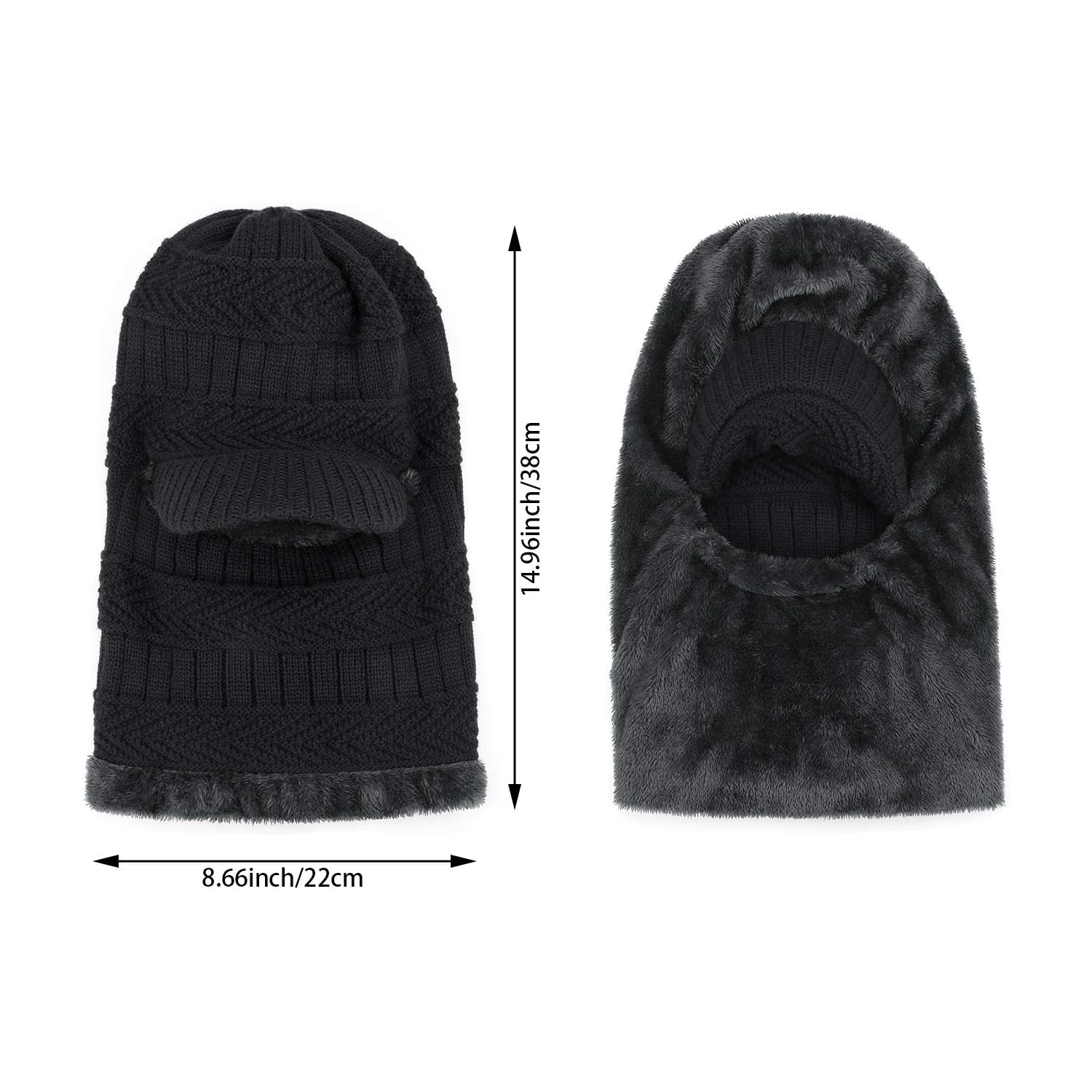 PetginHome- Thermal Cycling Ski Beanie Hat with Neck Warmer, Winter Balaclava for Men &Women