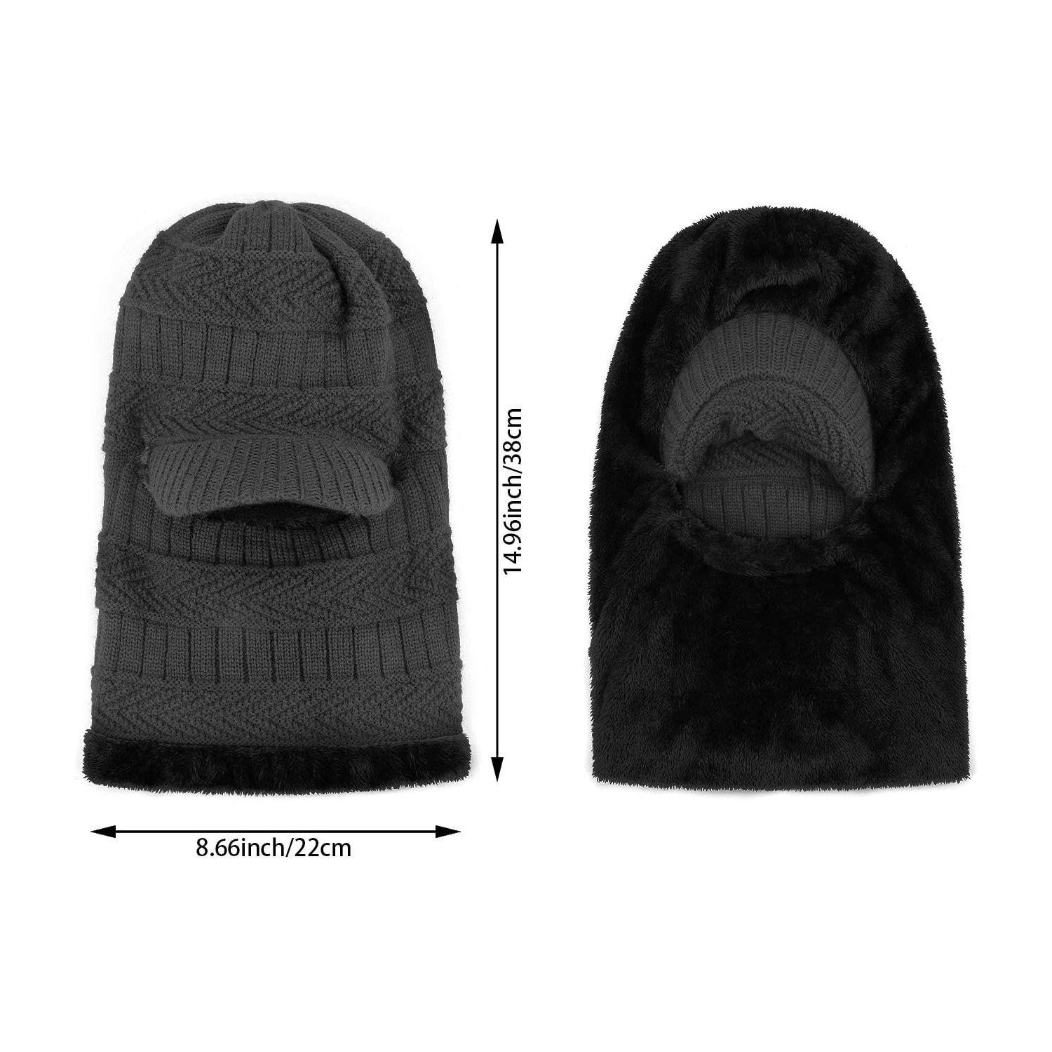 PetginHome- Thermal Cycling Ski Beanie Hat with Neck Warmer, Winter Balaclava for Men &Women