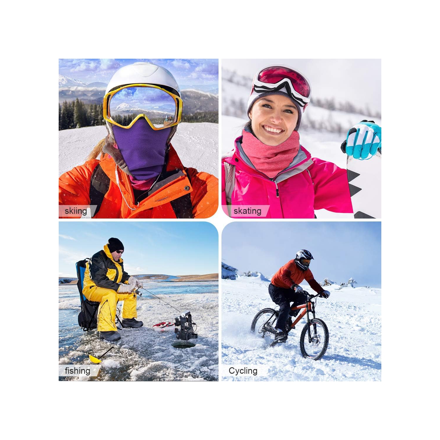 PetginHome- 2 Pack Winter Neck Warmer Gaiter Outdoor Sports,Soft Fleece Windproof Face Cover Mask Scarf Bandana for Men & Women