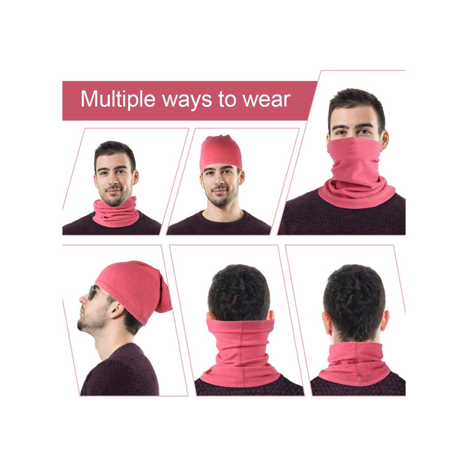 PetginHome- 2 Pack Winter Neck Warmer Gaiter Outdoor Sports,Soft Fleece Windproof Face Cover Mask Scarf Bandana for Men & Women