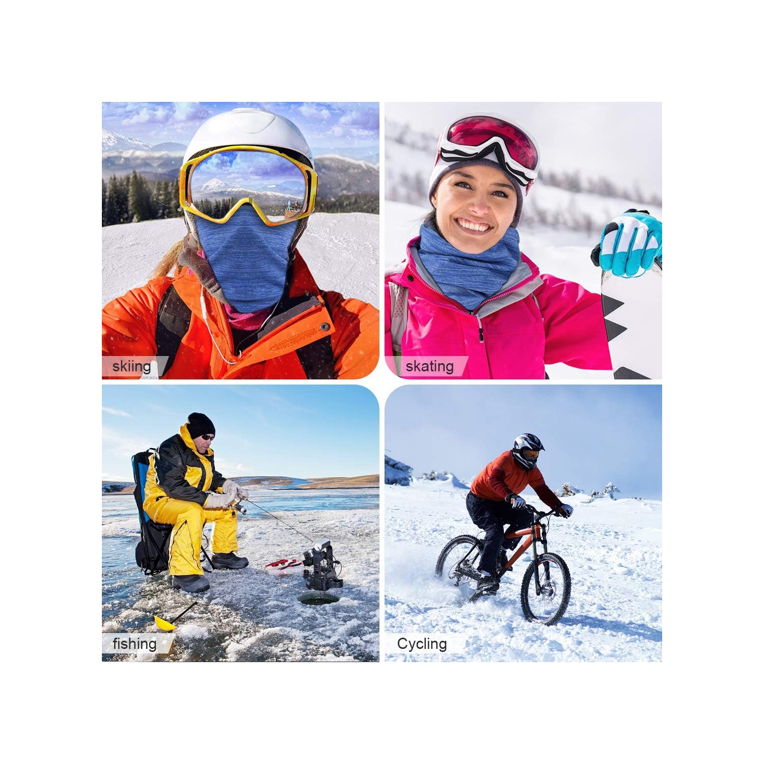 PetginHome- 2 Pack Winter Neck Warmer Gaiter Outdoor Sports,Soft Fleece Windproof Face Cover Mask Scarf Bandana for Men & Women