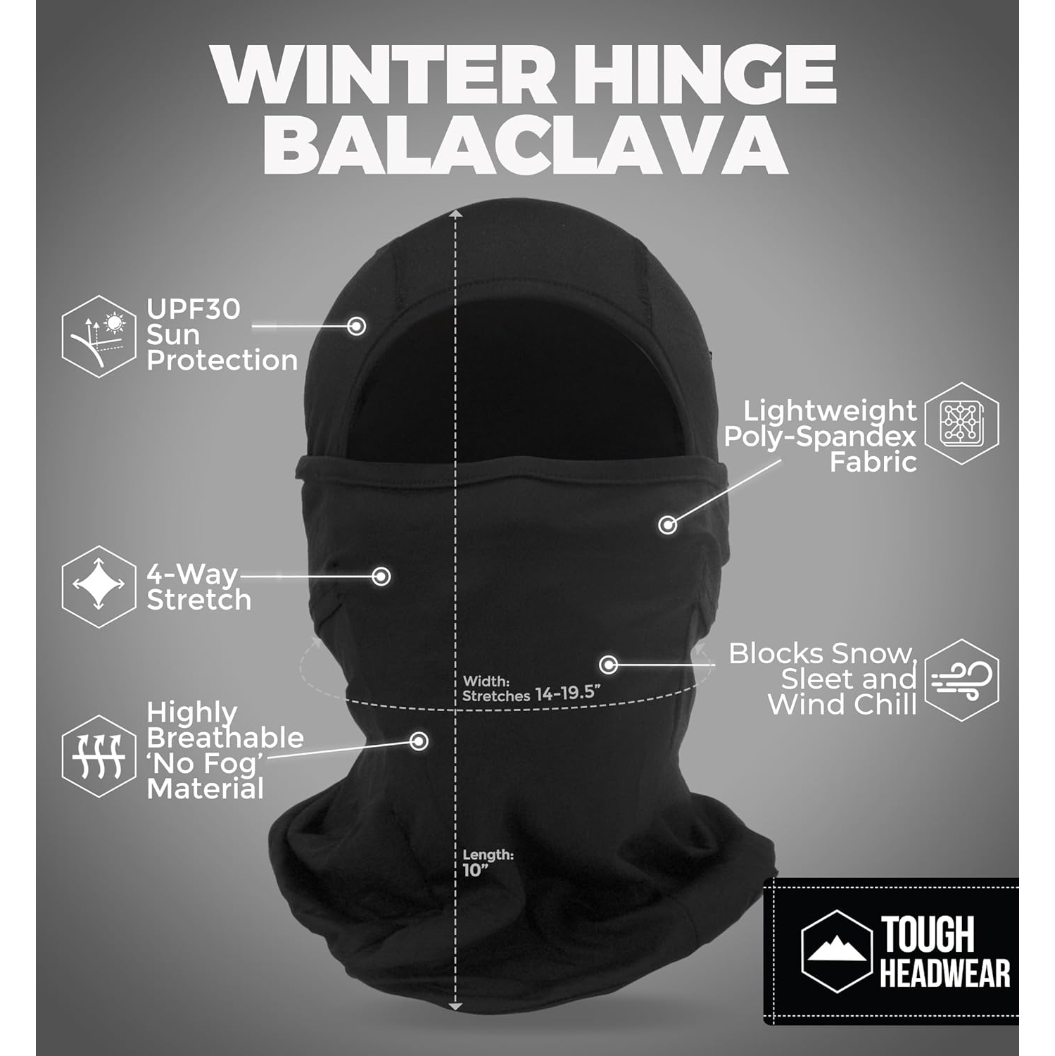 PetginHome- Headwear Black Balaclava Ski Mask, Motorcycle Balaclava Face Mask for Cold Weather - Snowboard Mask