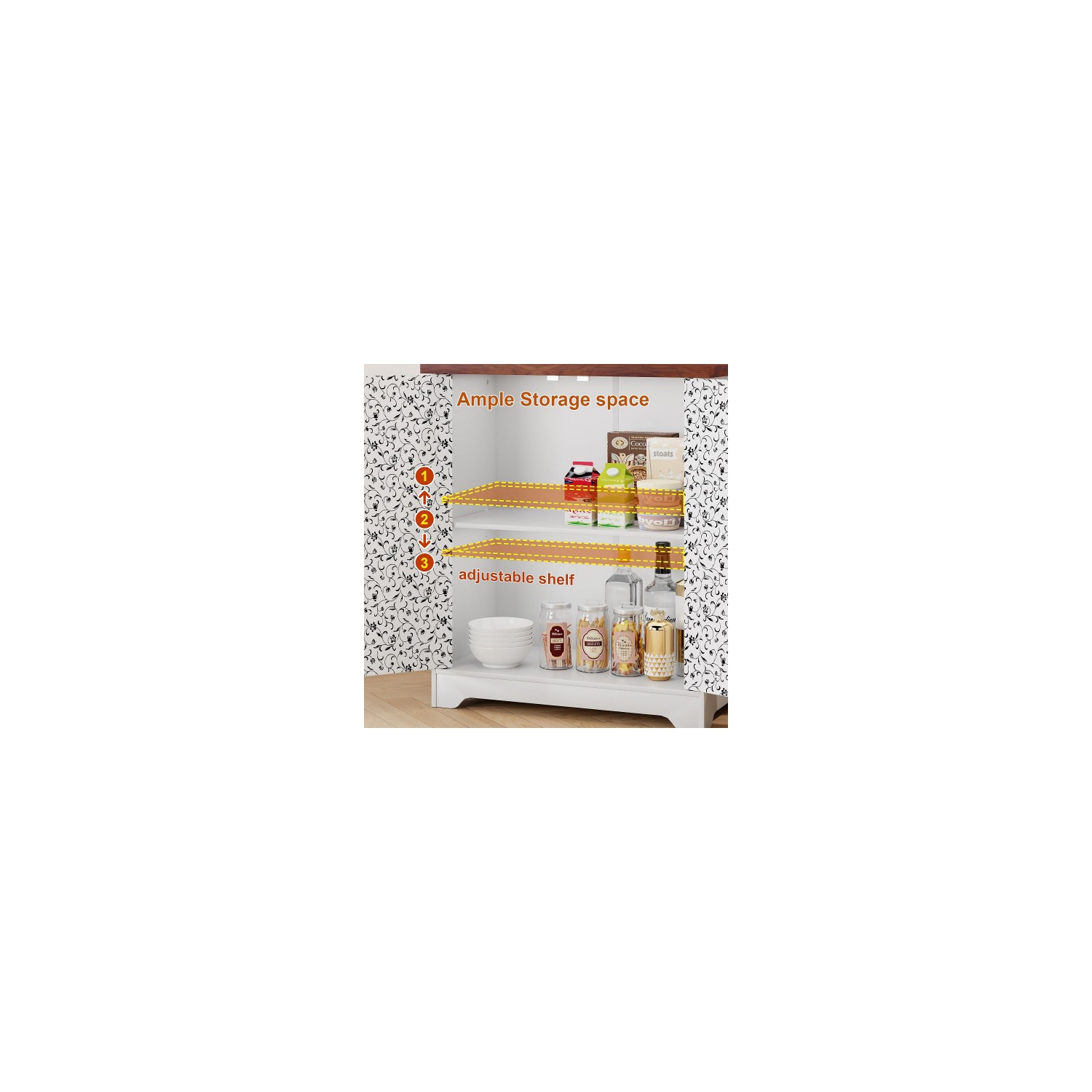 Buffet armoire de rangement avec rangement, armoire de rangement d'appoint avec portes à motifs pour la maison, le salon, la cuisine, l'entrée