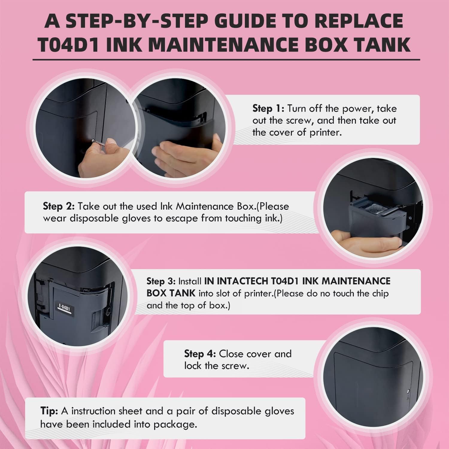 T04D1 T04D100 BOÎTE DE MAINTENANCE D'ENCRE POUR ET-15000 ET-3750 ET-3760 ET-4750 ET-4760 ET-3850 ET-4850 WF-2860 XP-5100 ET-3710 ET-5150 ET-3830