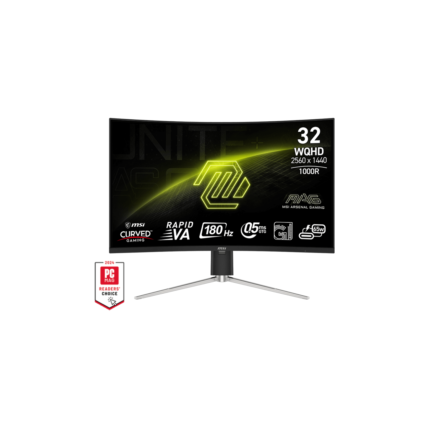 MSI 31.5" 2560 x 1440 (QHD) 180Hz 0.5ms (GTG) Curved Rapid VA with Quantum Dot Gaming Monitor Tilt Swivel Height adjustable (MAG 325CQRF QD E2)