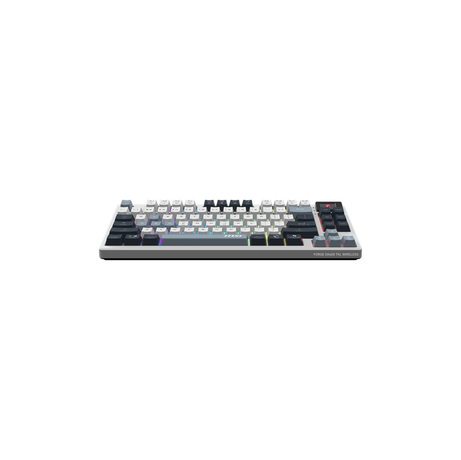 MSI Forge GK600 TKL W Sky US 2.4GHz Wireless, Bluetooth RGB Lighting Gaming Keyboard with 1.06-inch Display, 4000mAh.