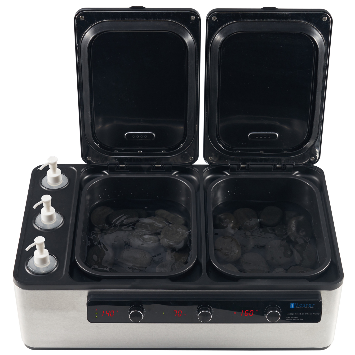 Master Massage Professional Electric 2 in 1 Massage Stone Heater/Steam Cooking Heater & 3 Bottle Massage Oil & Lotion &Gel Warmer-Digital