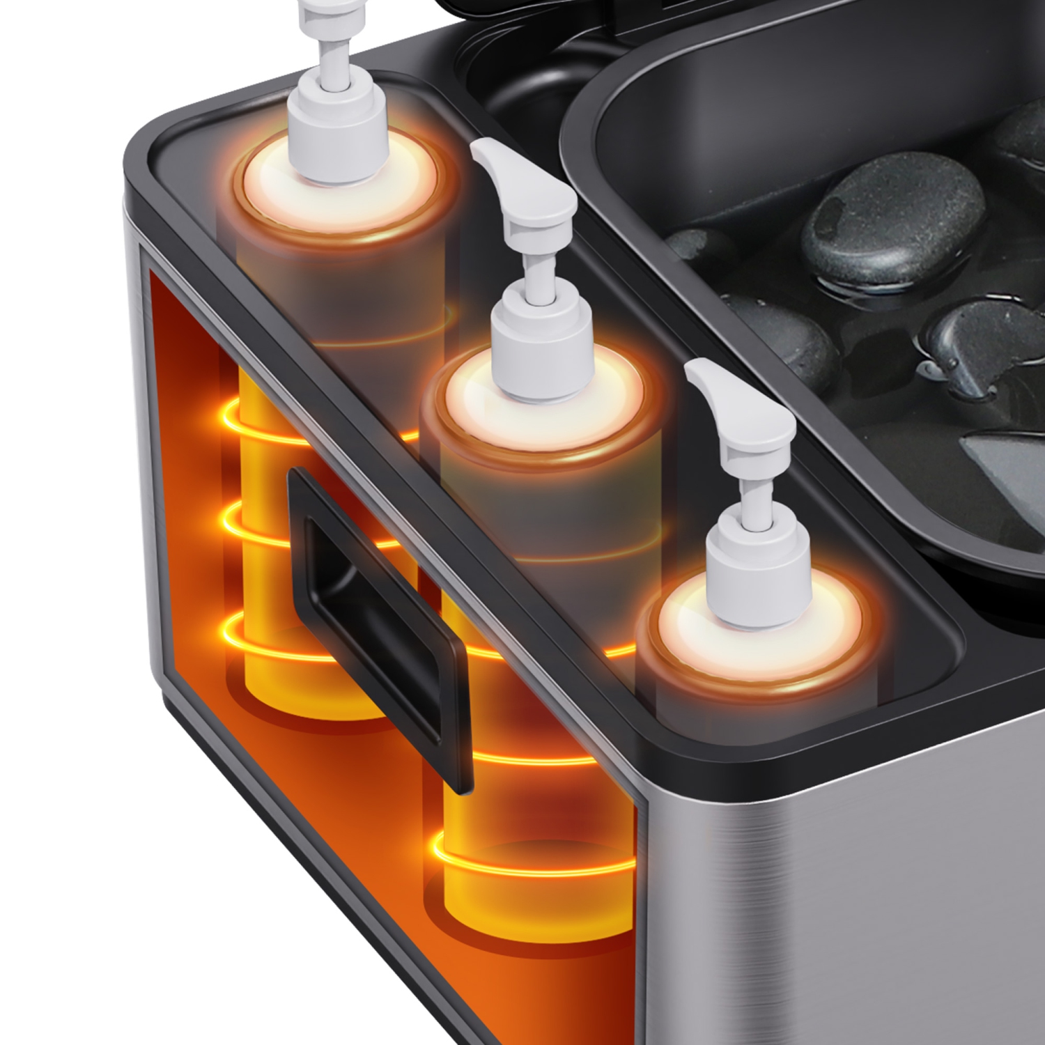 Master Massage Professional Electric 2 in 1 Massage Stone Heater/Steam Cooking Heater & 3 Bottle Massage Oil & Lotion &Gel Warmer-Digital