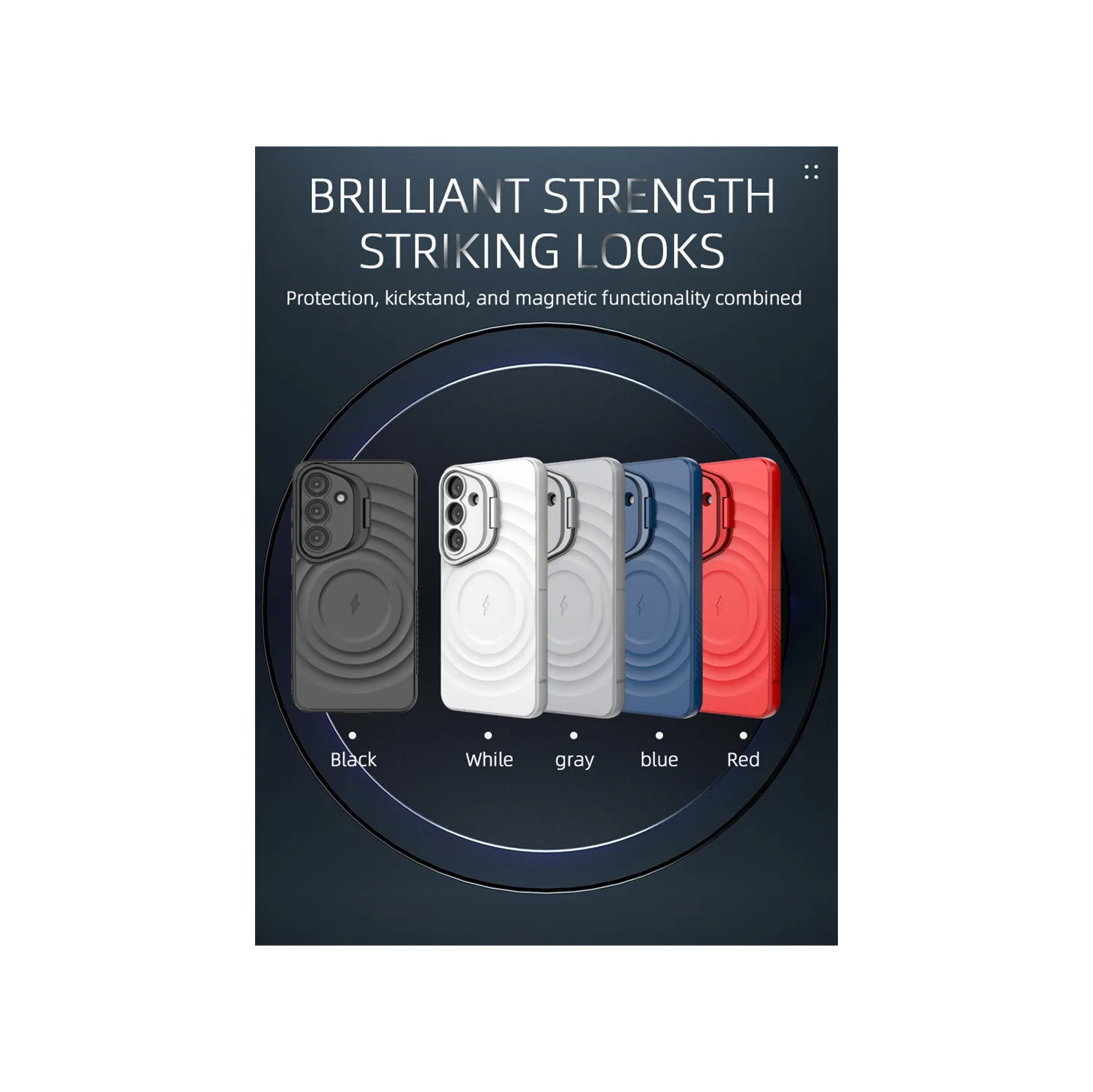 Pour Samsung Galaxy S25 Étui magnétique sans fil 5G Chargeur coulissant avec support de lentille - Noir