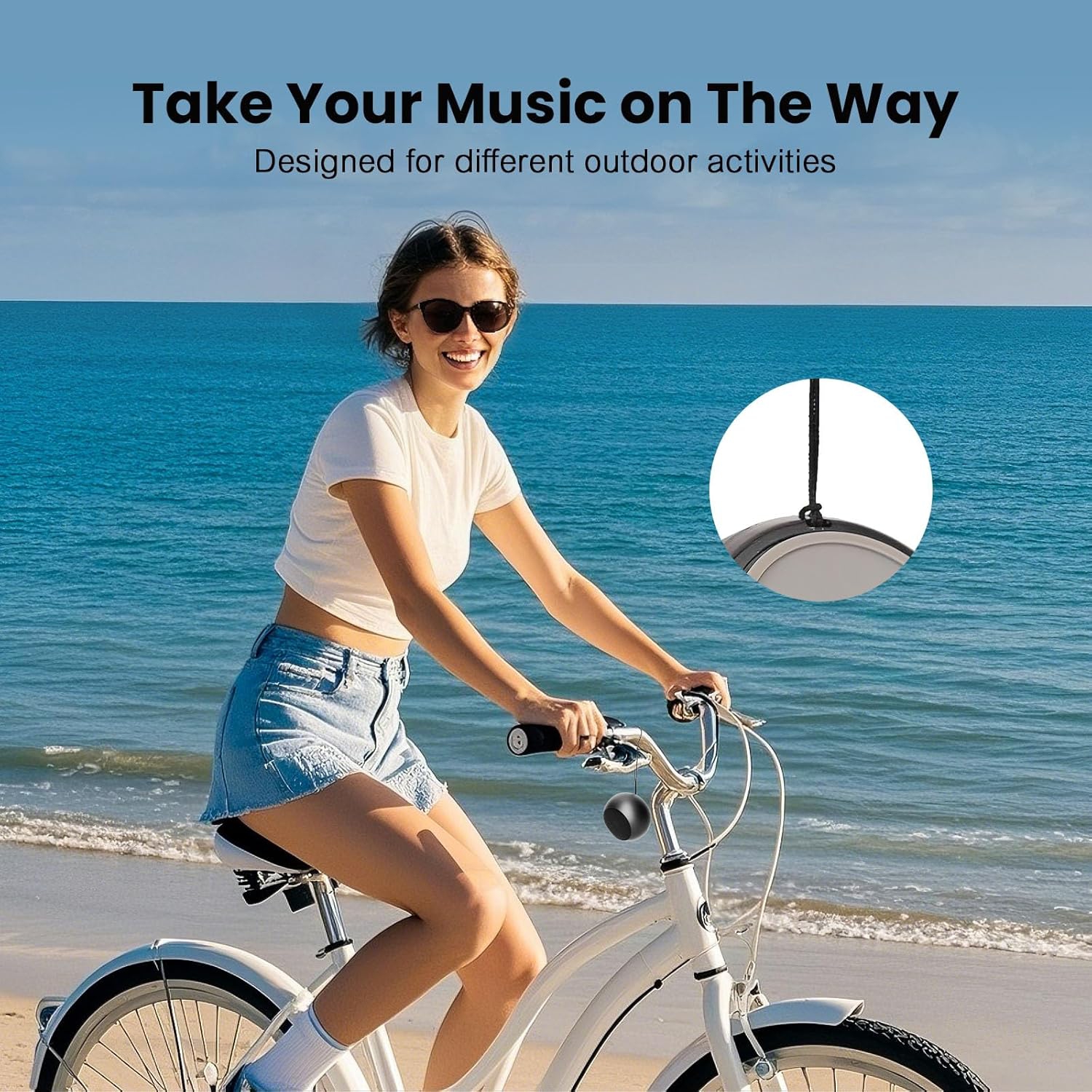 Small Speaker,Bluetooth Shower Speaker with Stereo Sound & Bass,Mini Wireless Speaker,Shower Speaker for Room Hiking Biking-Black