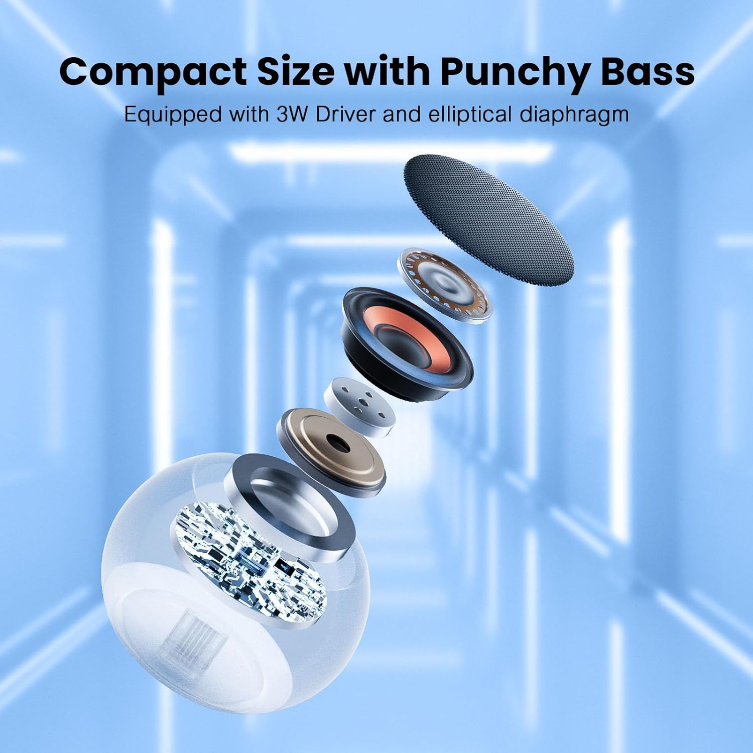 Small Speaker,Bluetooth Shower Speaker with Stereo Sound & Bass,Mini Wireless Speaker,Shower Speaker for Room Hiking Biking-Black