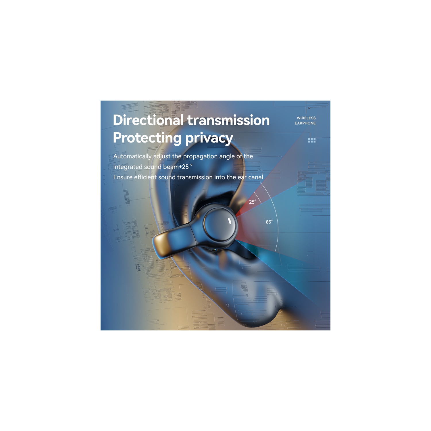 Casque d'écoute supra-auriculaire Casque d'écoute à conduction osseuse Écouteurs sans fil Bluetooth On-Clip Écouteurs sport - Noir