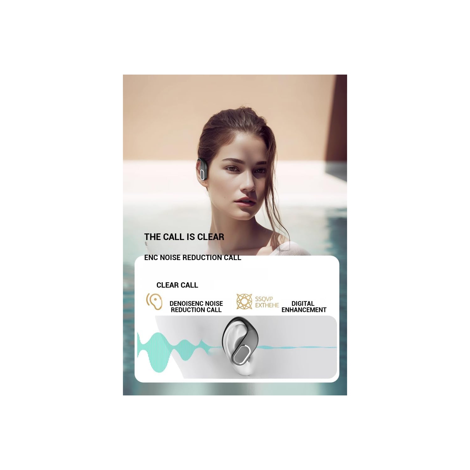 Wireless Sports Over-Ear Earphones Touch Control Headphone LED Display Ear Hook Bluetooth Headset-Black