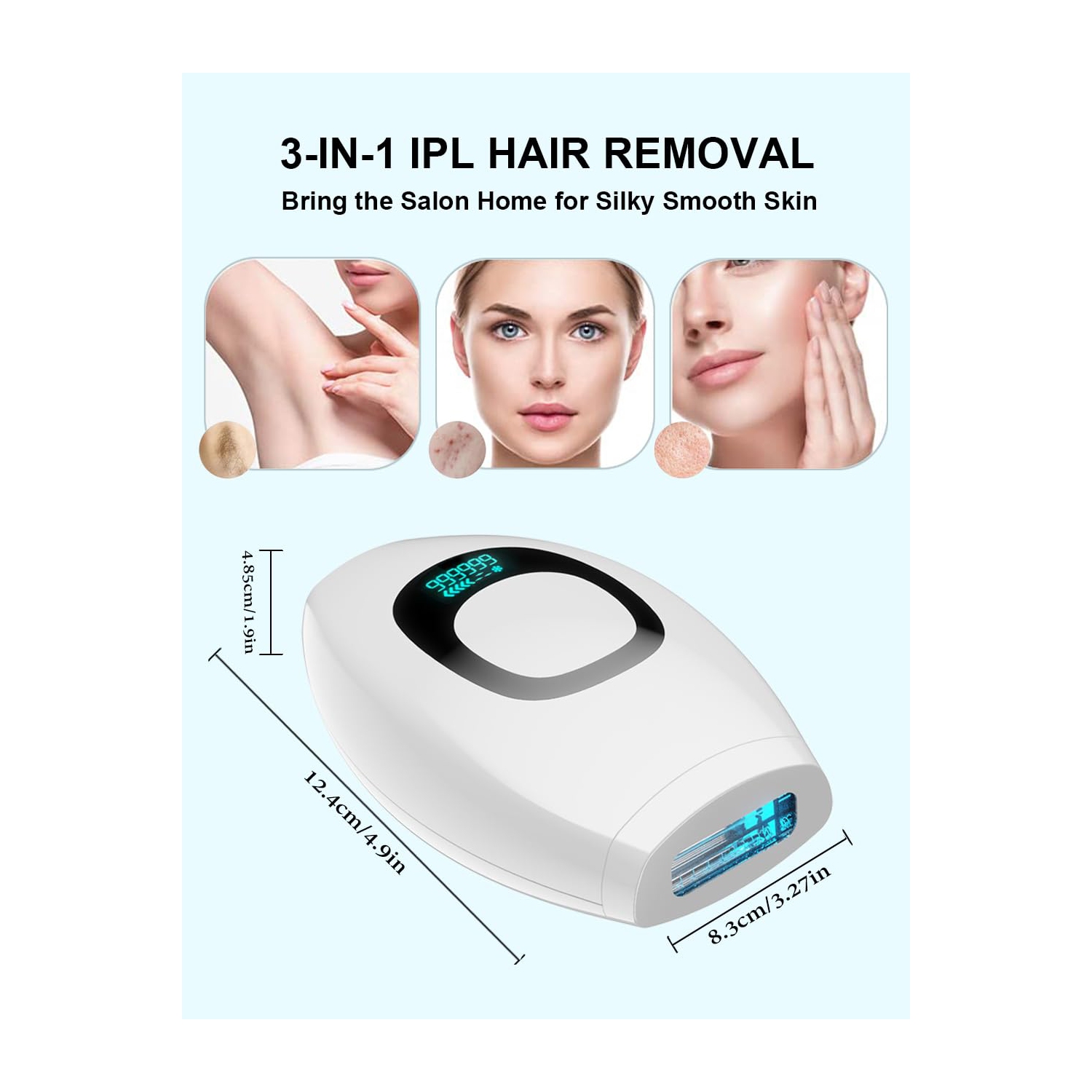 Épilation IPL, épilation laser à la maison pour femmes hommes, appareil d'épilation pour les jambes faciales Bras Bikini Line-White