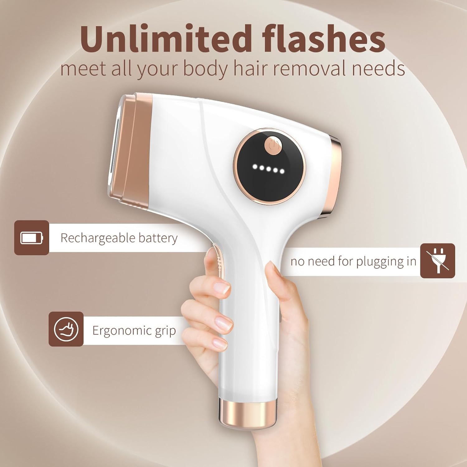 IPL Hair Removal Device Freezing Point Laser Hair Shaver Photon Hair Epilator for Facial Legs Arms Bikini Line-White