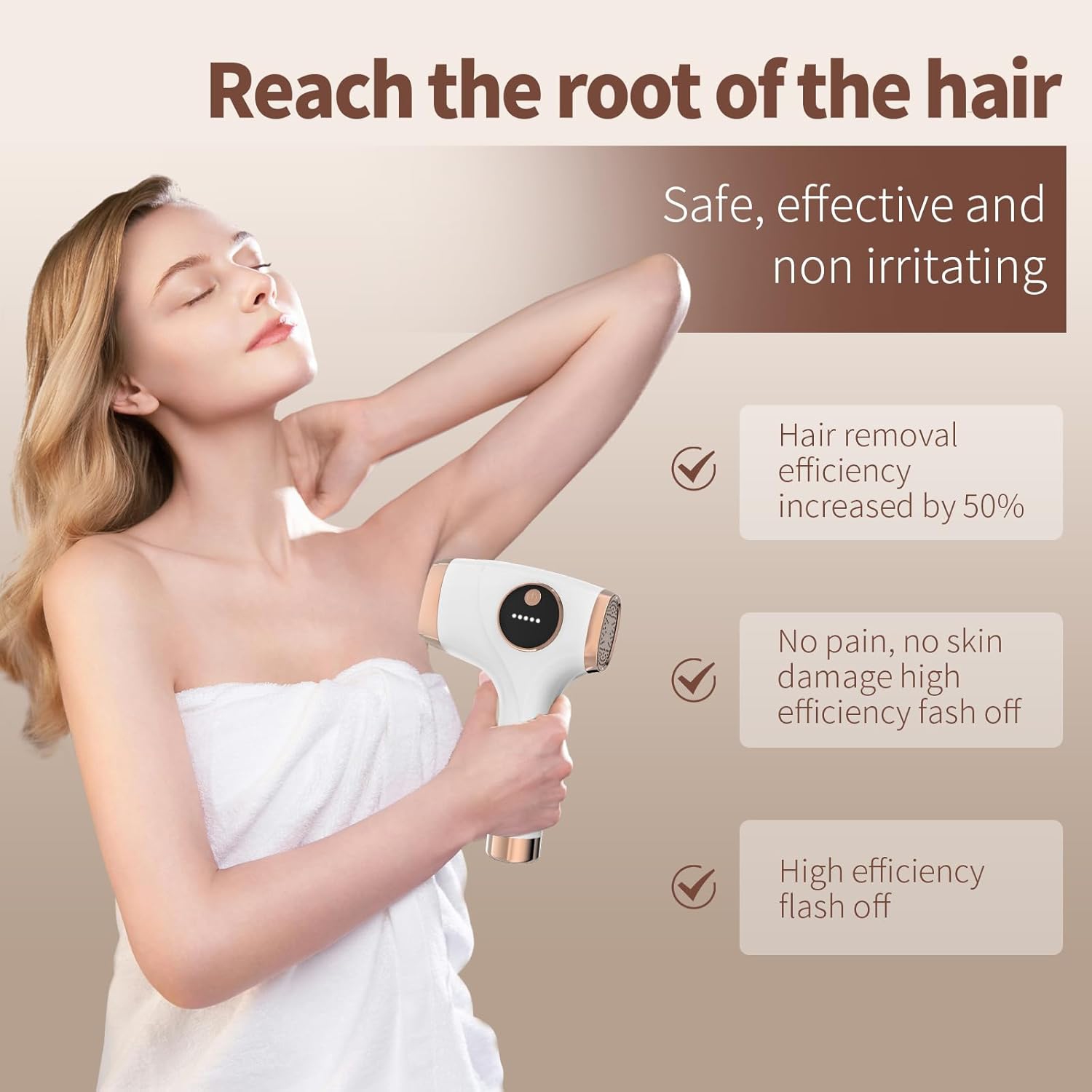 IPL Hair Removal Device Freezing Point Laser Hair Shaver Photon Hair Epilator for Facial Legs Arms Bikini Line-White