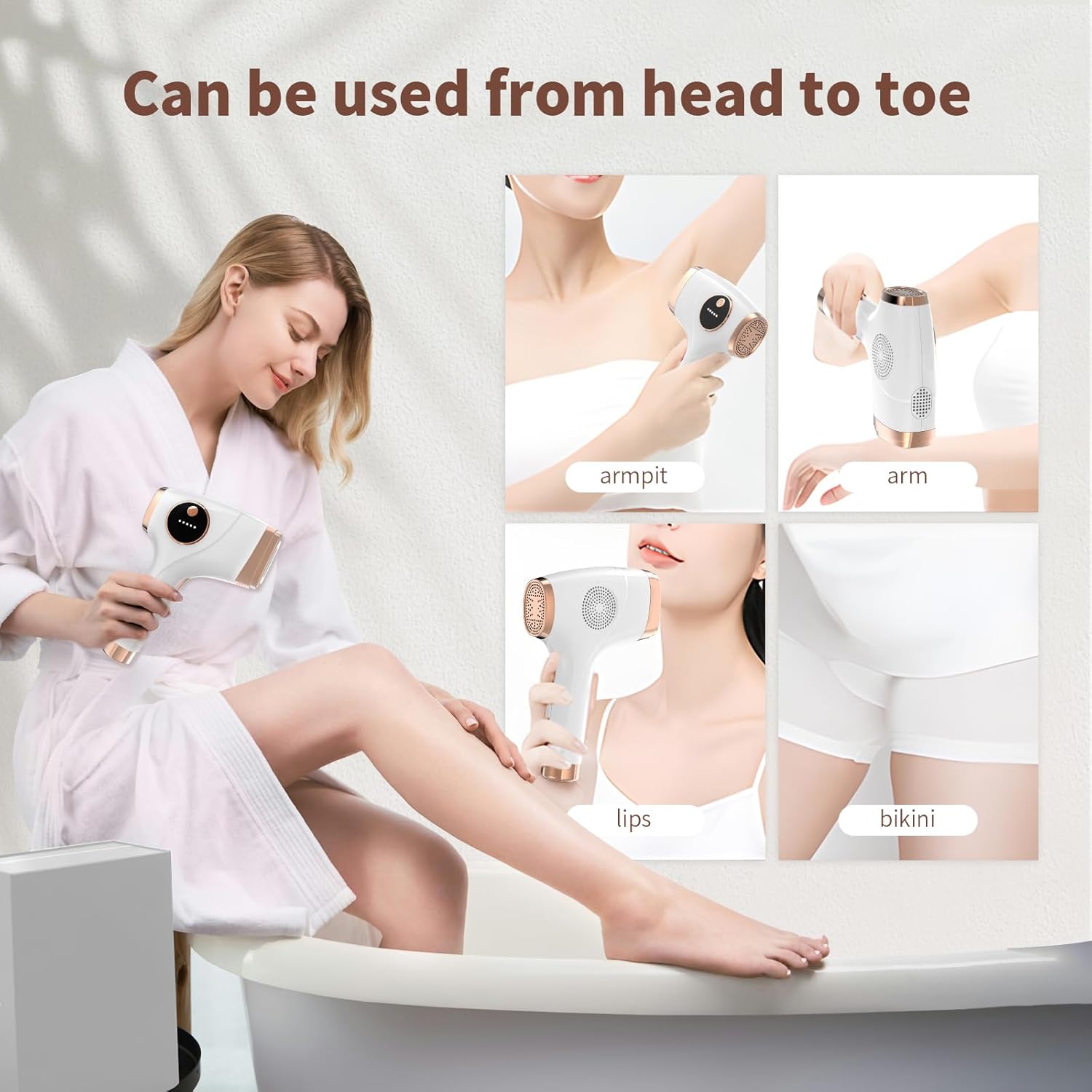 IPL Hair Removal Device Freezing Point Laser Hair Shaver Photon Hair Epilator for Facial Legs Arms Bikini Line-White