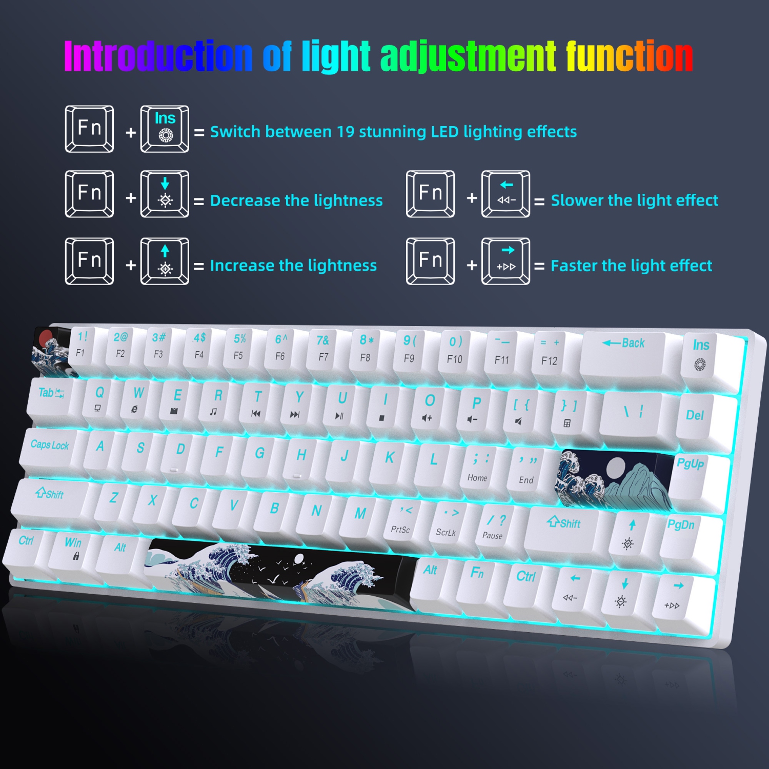 68 Keys Gaming Keyboard USB Wired Portable RGB Backlight Keyboard for Windows Laptops Computer