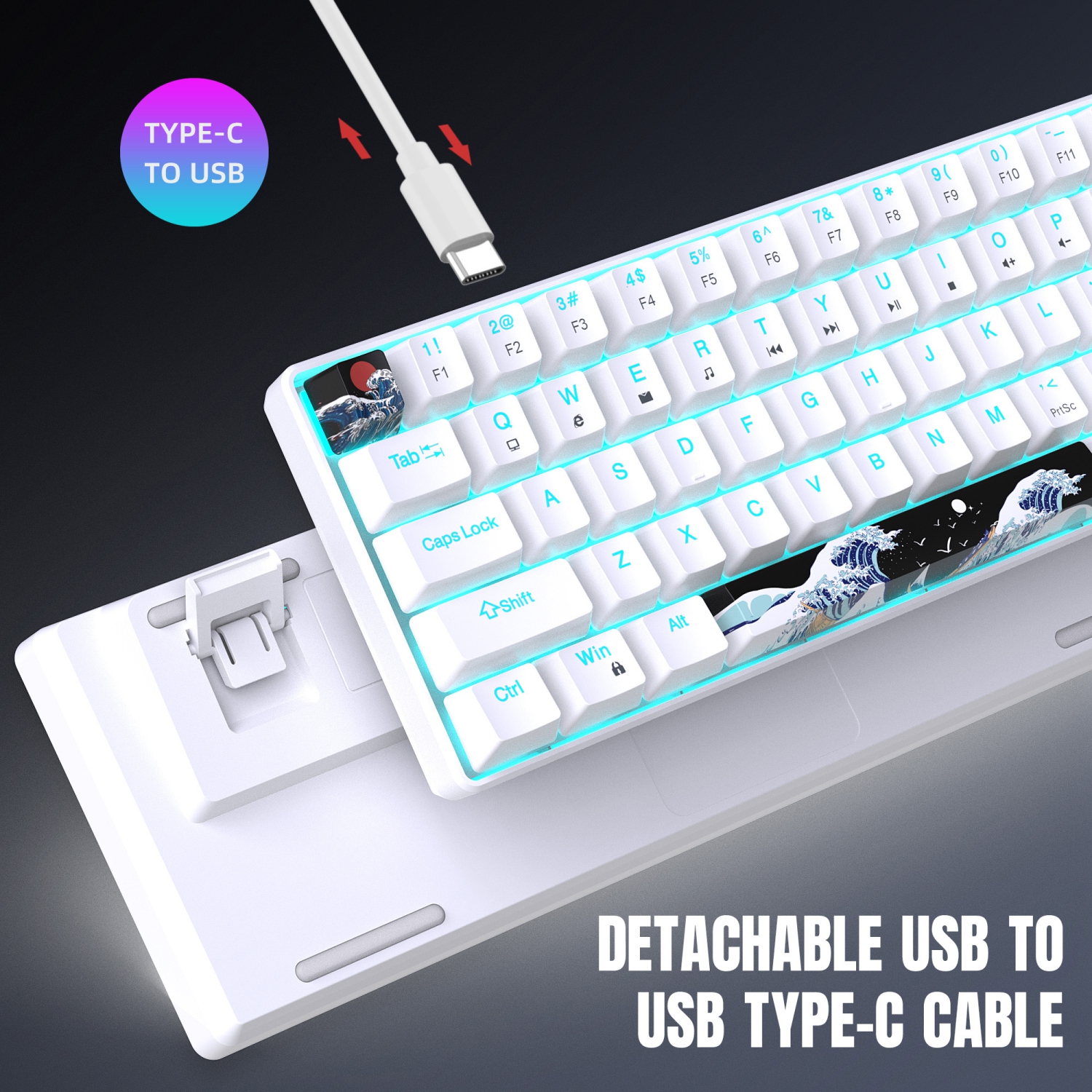 68 Keys Gaming Keyboard USB Wired Portable RGB Backlight Keyboard for Windows Laptops Computer