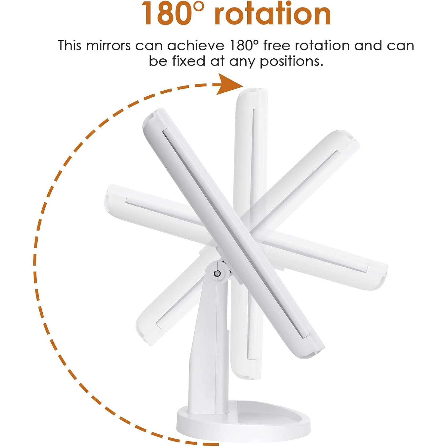 Makeup Mirror Vanity Mirror with Lights, Bathroom Adjustable Brightness Mirrors 1X/2X/3X/10X Magnification and Touch Screen Trifold Makeup Mirror