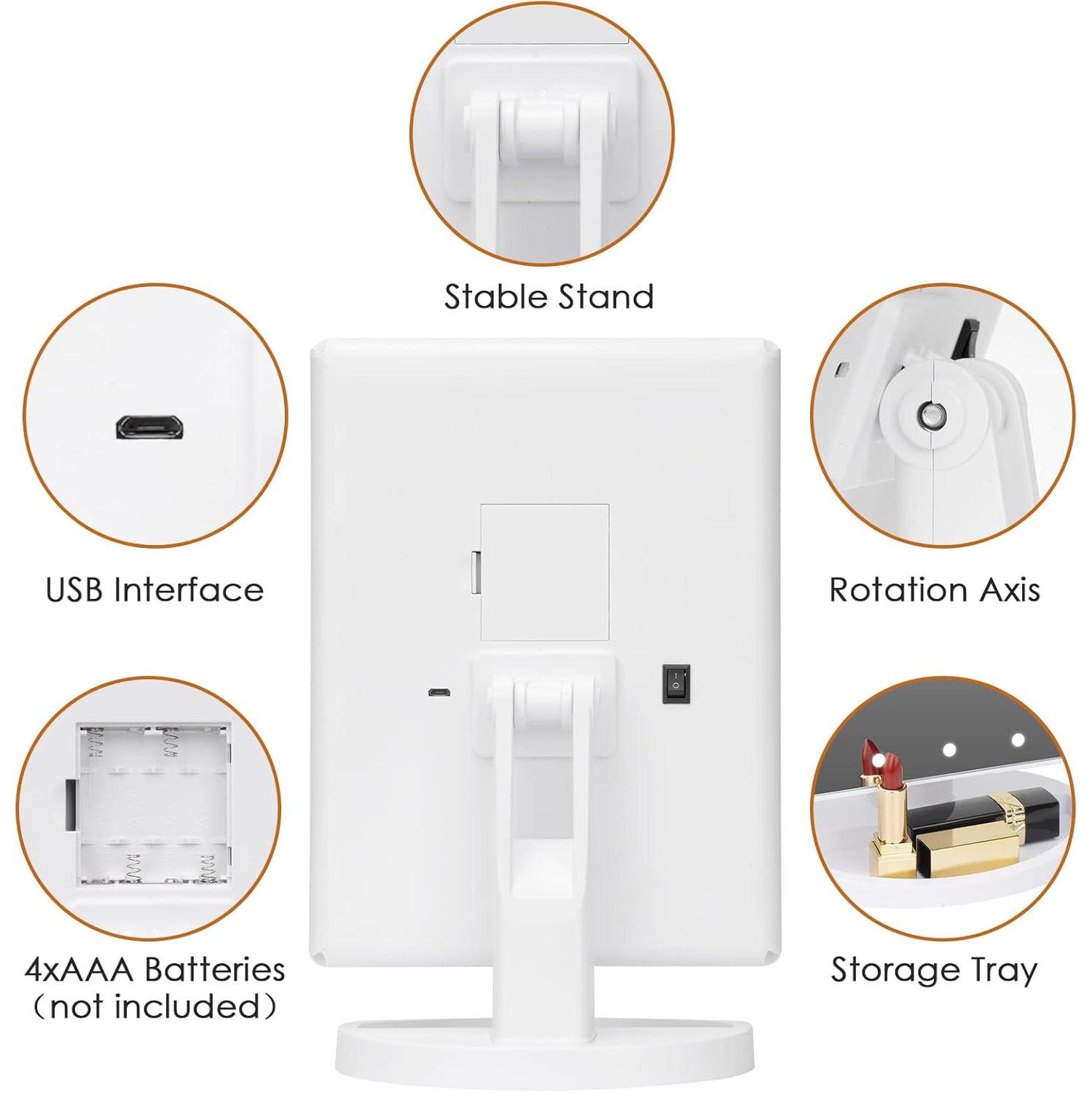 Makeup Mirror Vanity Mirror with Lights, Bathroom Adjustable Brightness Mirrors 1X/2X/3X/10X Magnification and Touch Screen Trifold Makeup Mirror