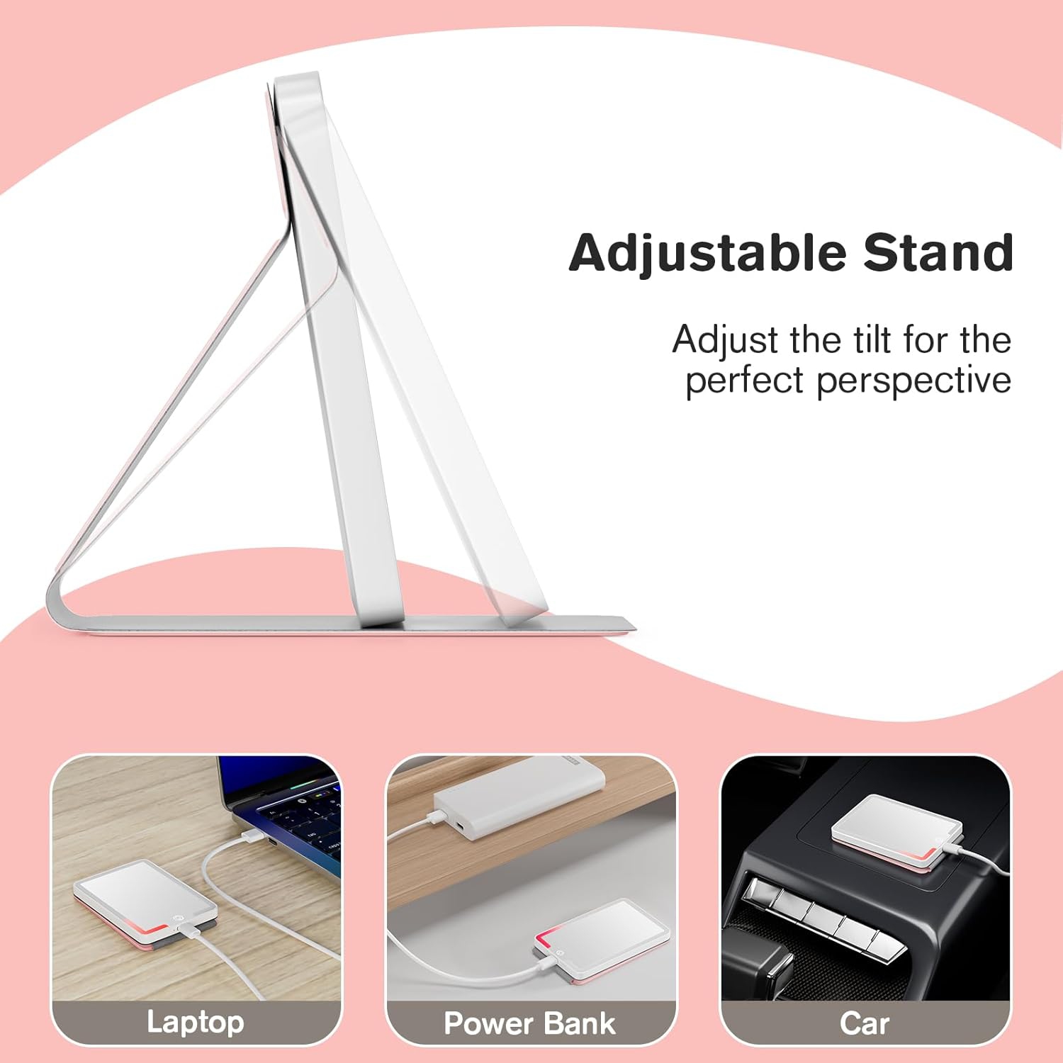 Miroir de maquillage de voyage, miroir de maquillage LED portatif de 4,6&nbsp;po * 2,95&nbsp;po, miroir de toilette tactile à intensité réglable à 3