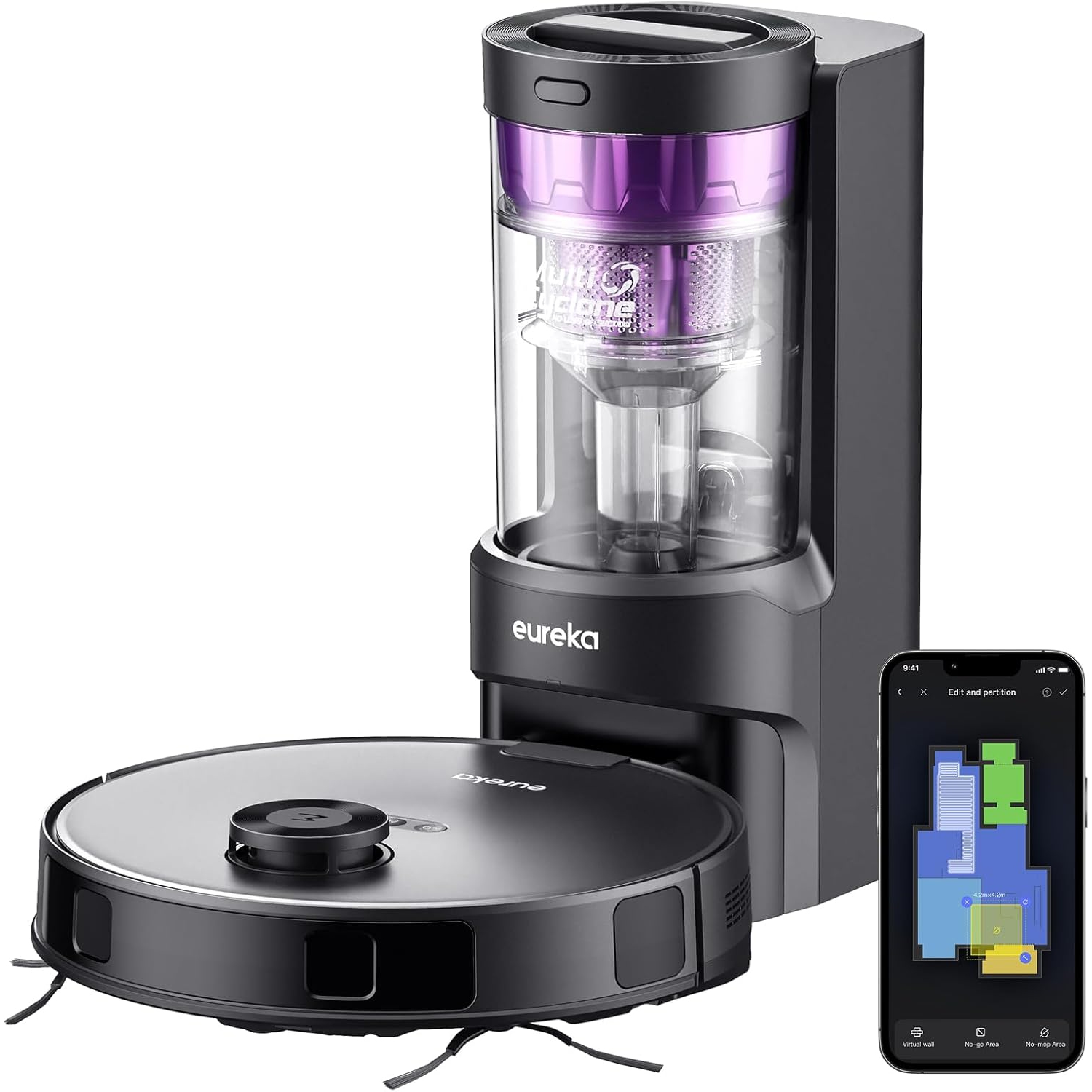 Boîte ouverte – Aspirateur robot et vadrouille sans sac 2-en-1 E10sC d'Eureka