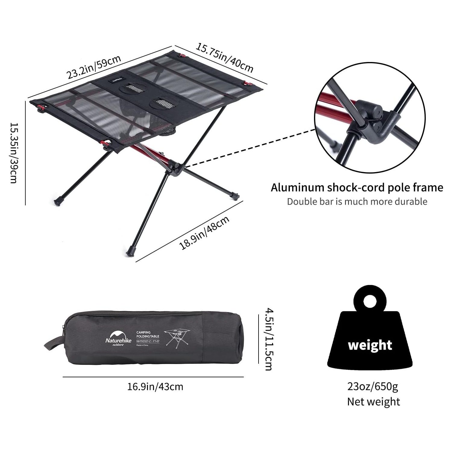 PetginHome Folding Portable Camping Table, Lightweight Small Folding Roll- up Table with Carry Bag for BBQ, Picnic, Beach, Camping