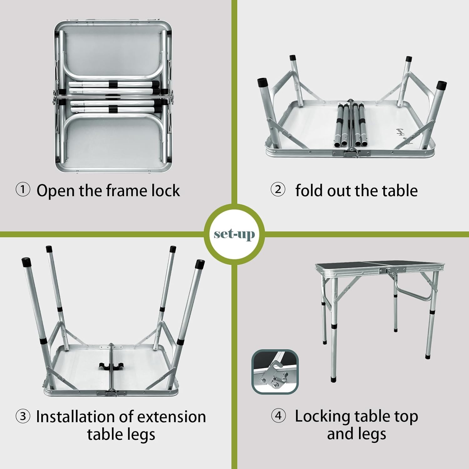 Table pliante PetginHome, table de camping à hauteur réglable, table de camping en aluminium légère pour la plage, intérieur