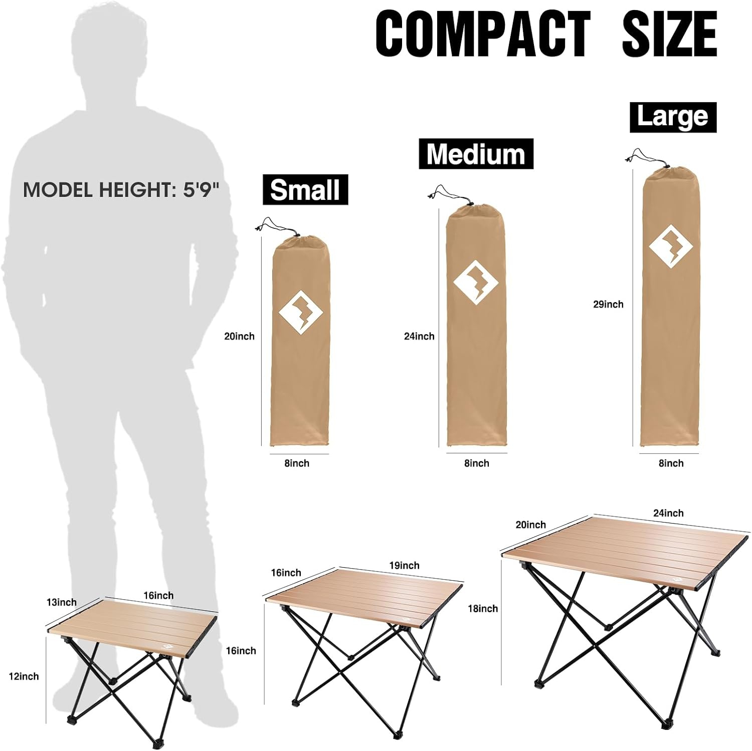 PetginHome Folding Portable Camping Table, Ultralight Aluminum Compact Side Table, Foldable Lightweight Table with Carry Bag for Picnic,Beach